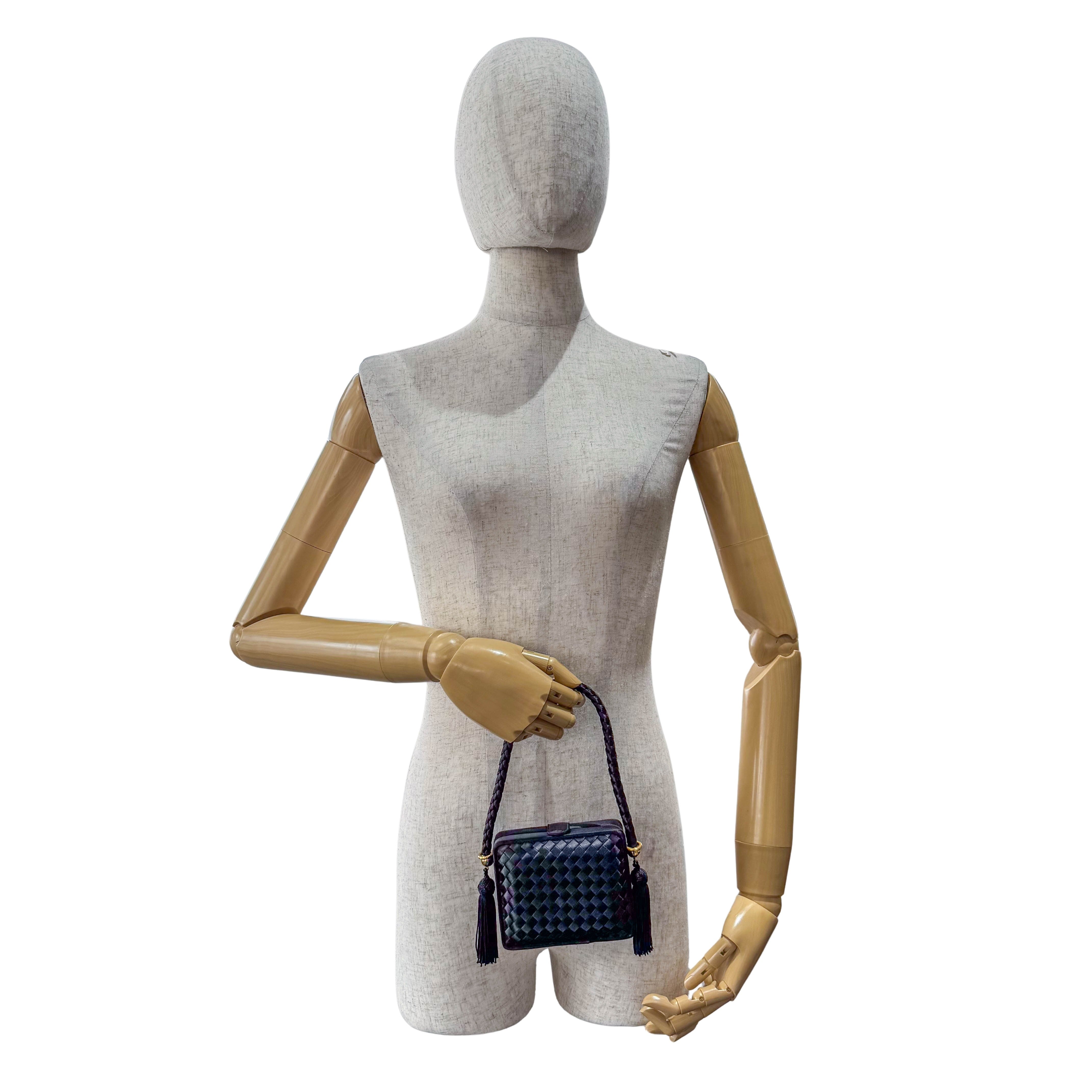 Intrecciato Mini Satin Black Handbag