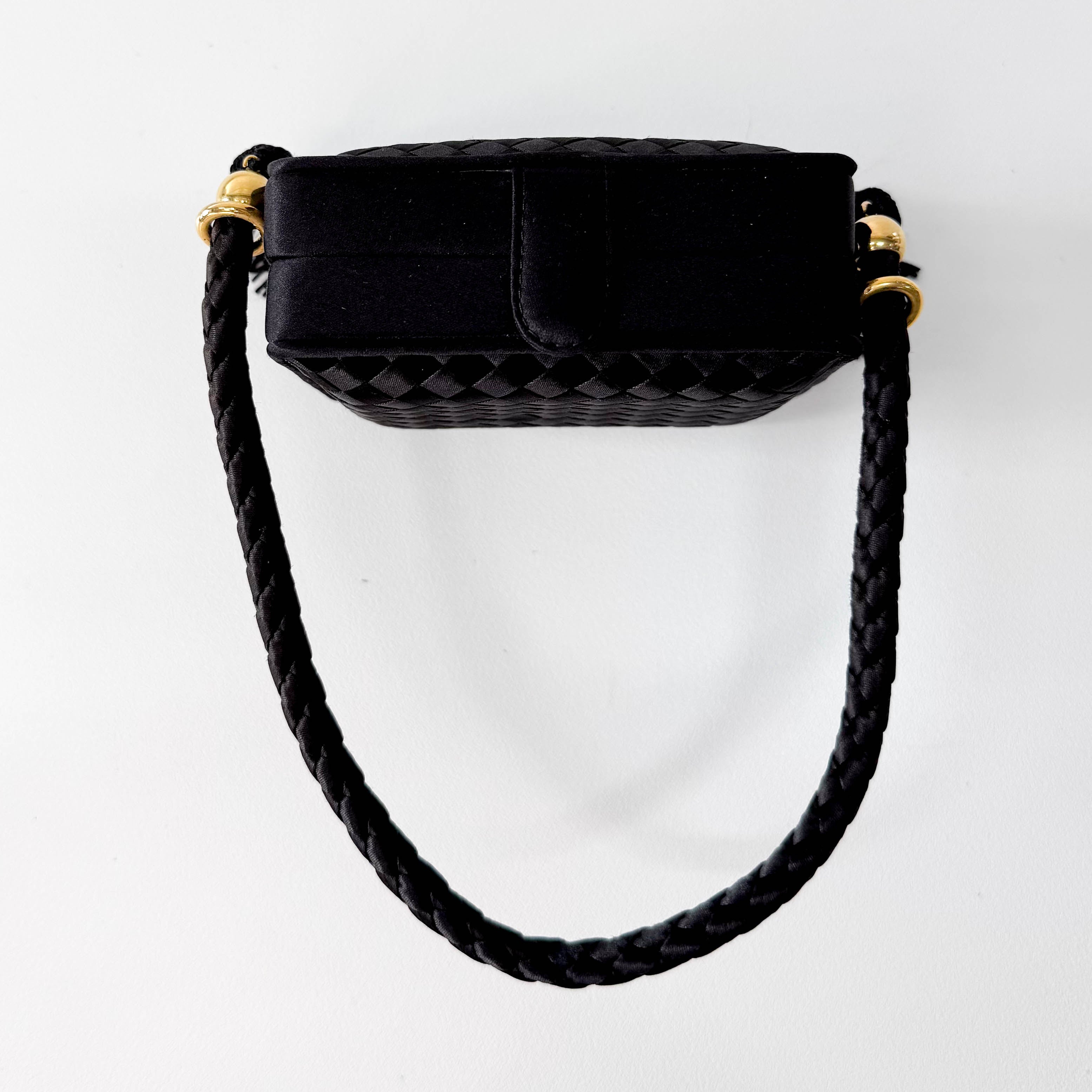 Intrecciato Mini Satin Black Handbag