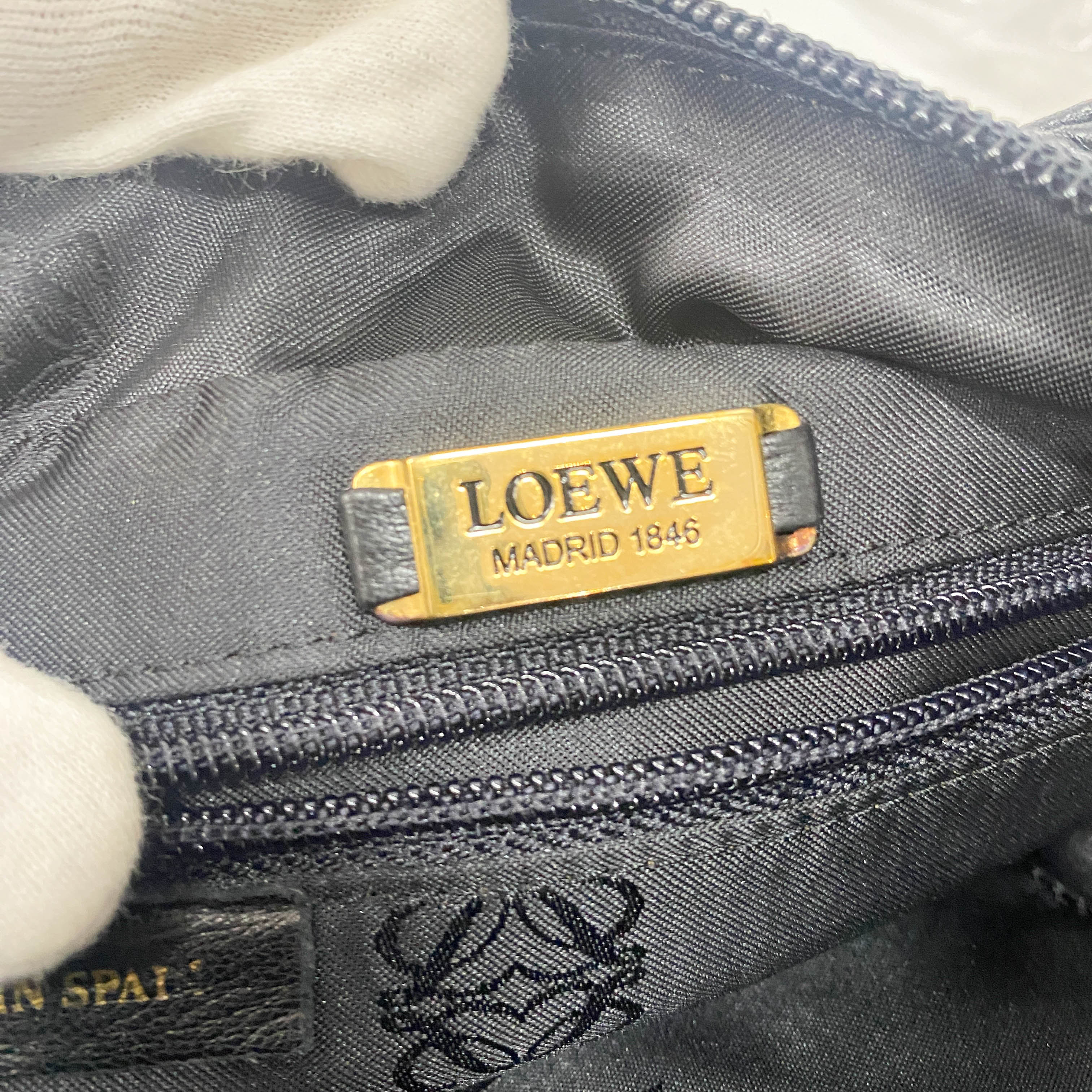 Anagram Small Black Leather Handbag