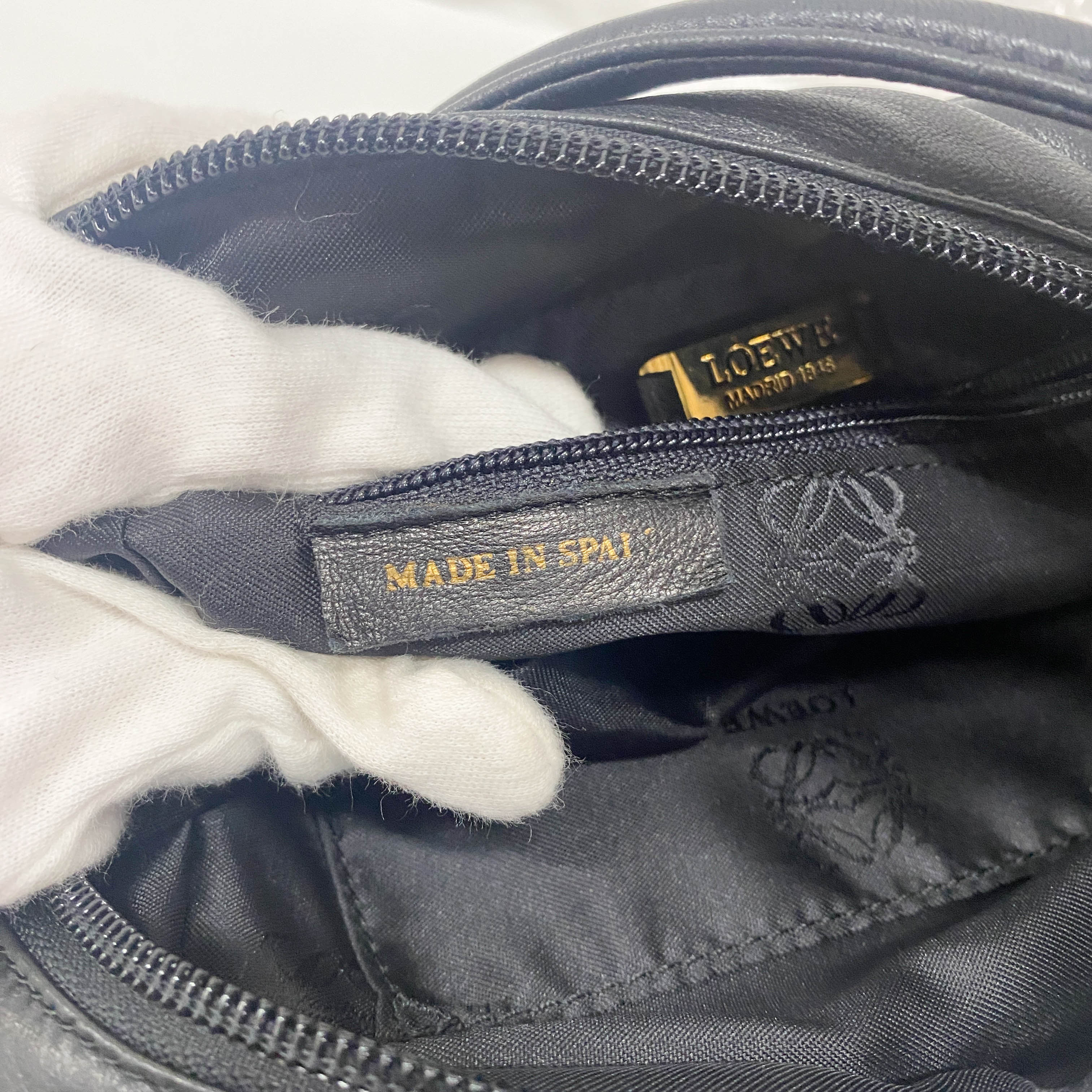 Anagram Small Black Leather Handbag