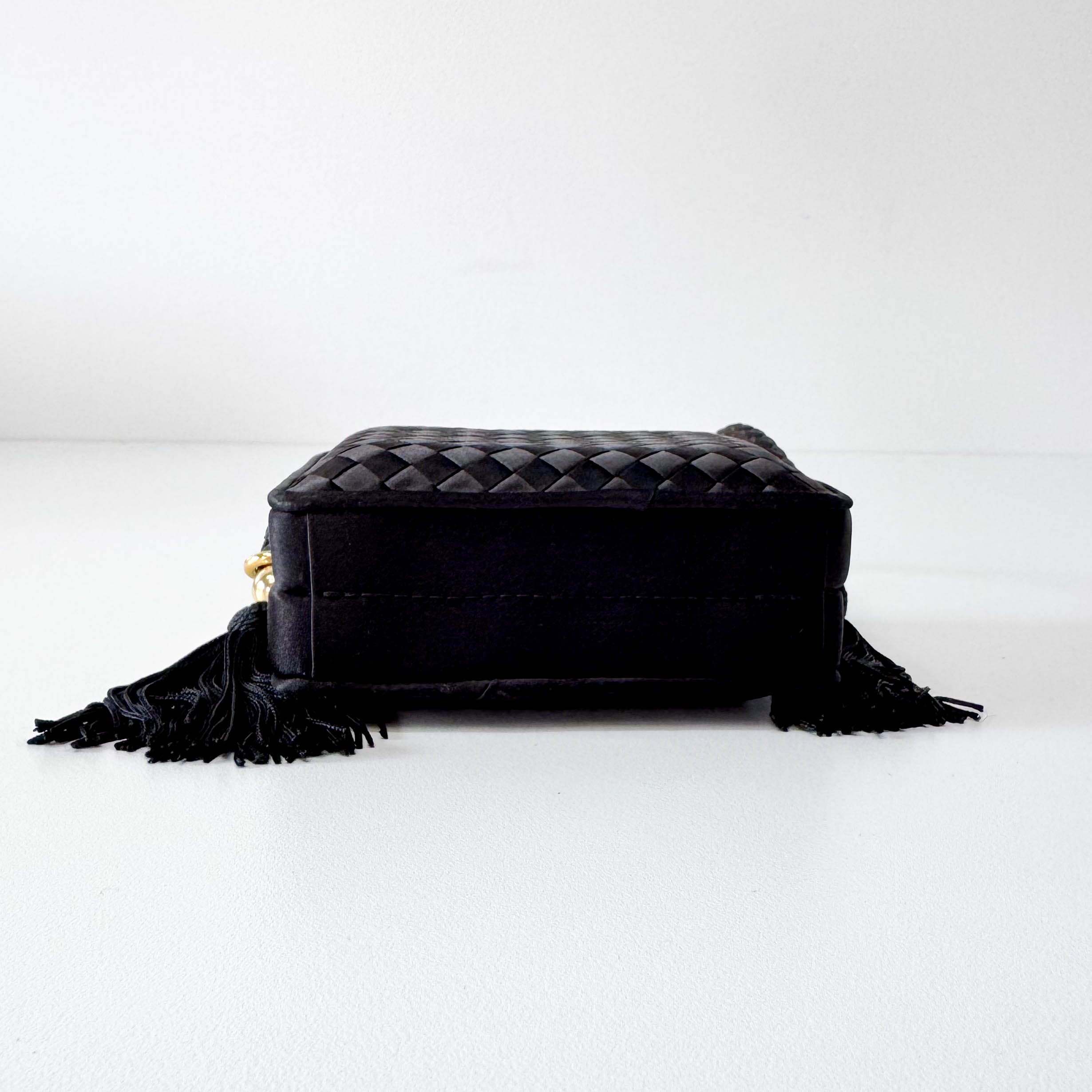 Intrecciato Mini Satin Black Handbag