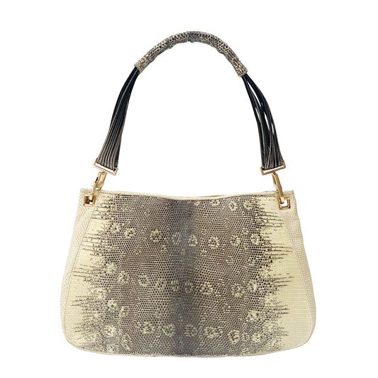 Green Python Embossed Leather Shoulder Bag