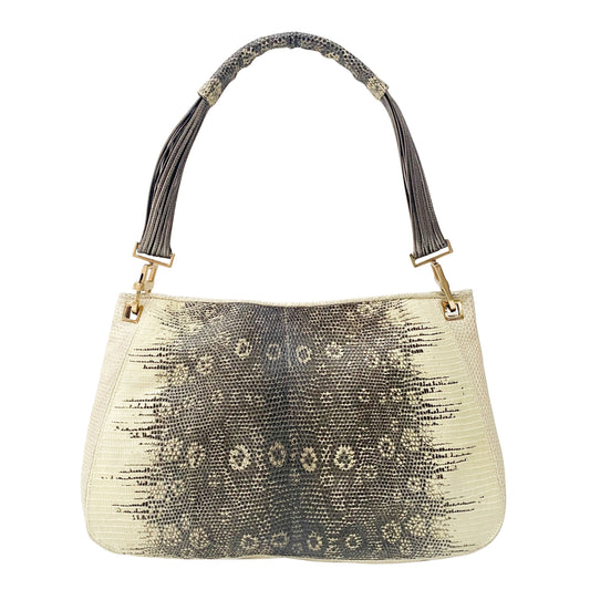 Green Python Embossed Leather Shoulder Bag