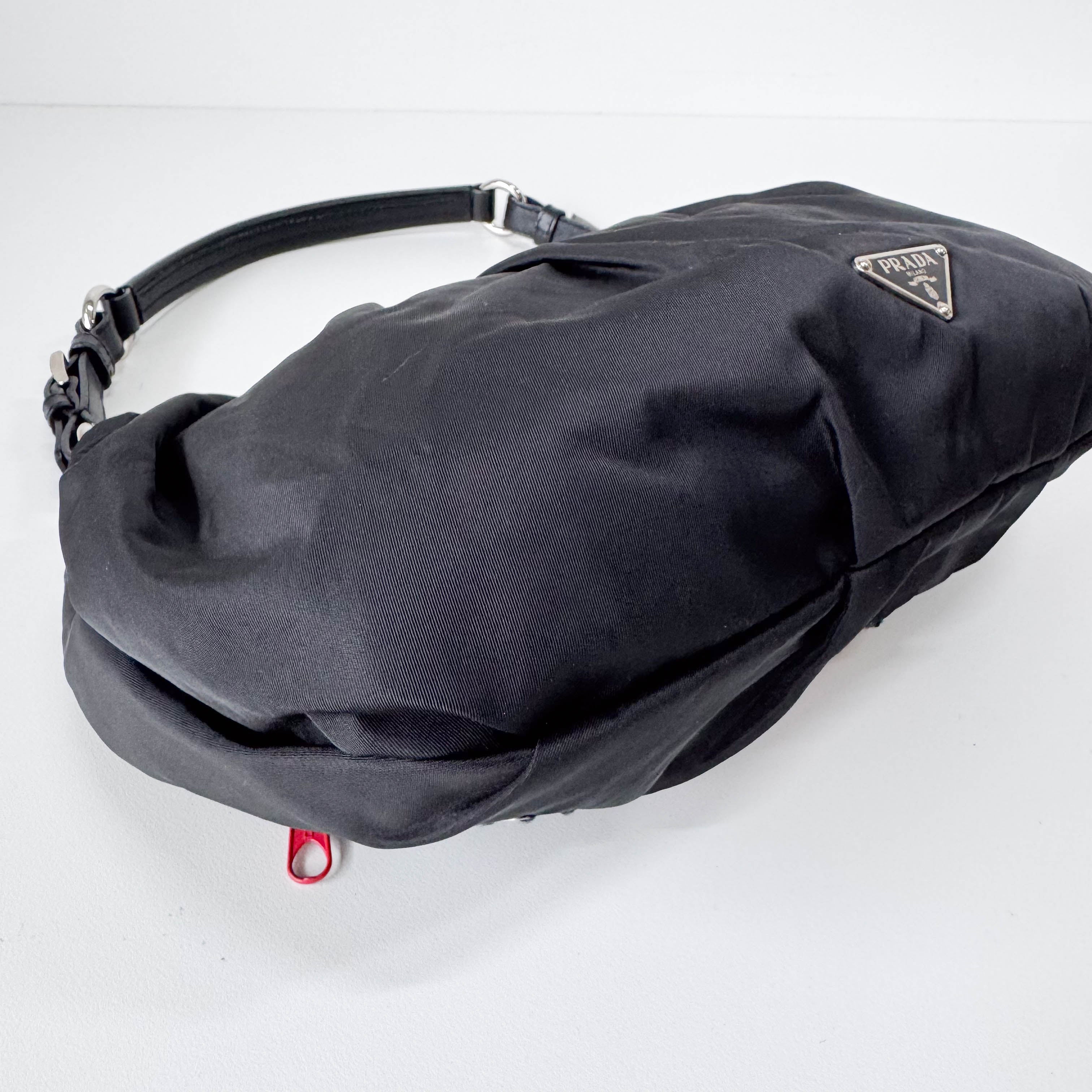 Tessuto Black Floral Motif Nylon Shoulder Bag