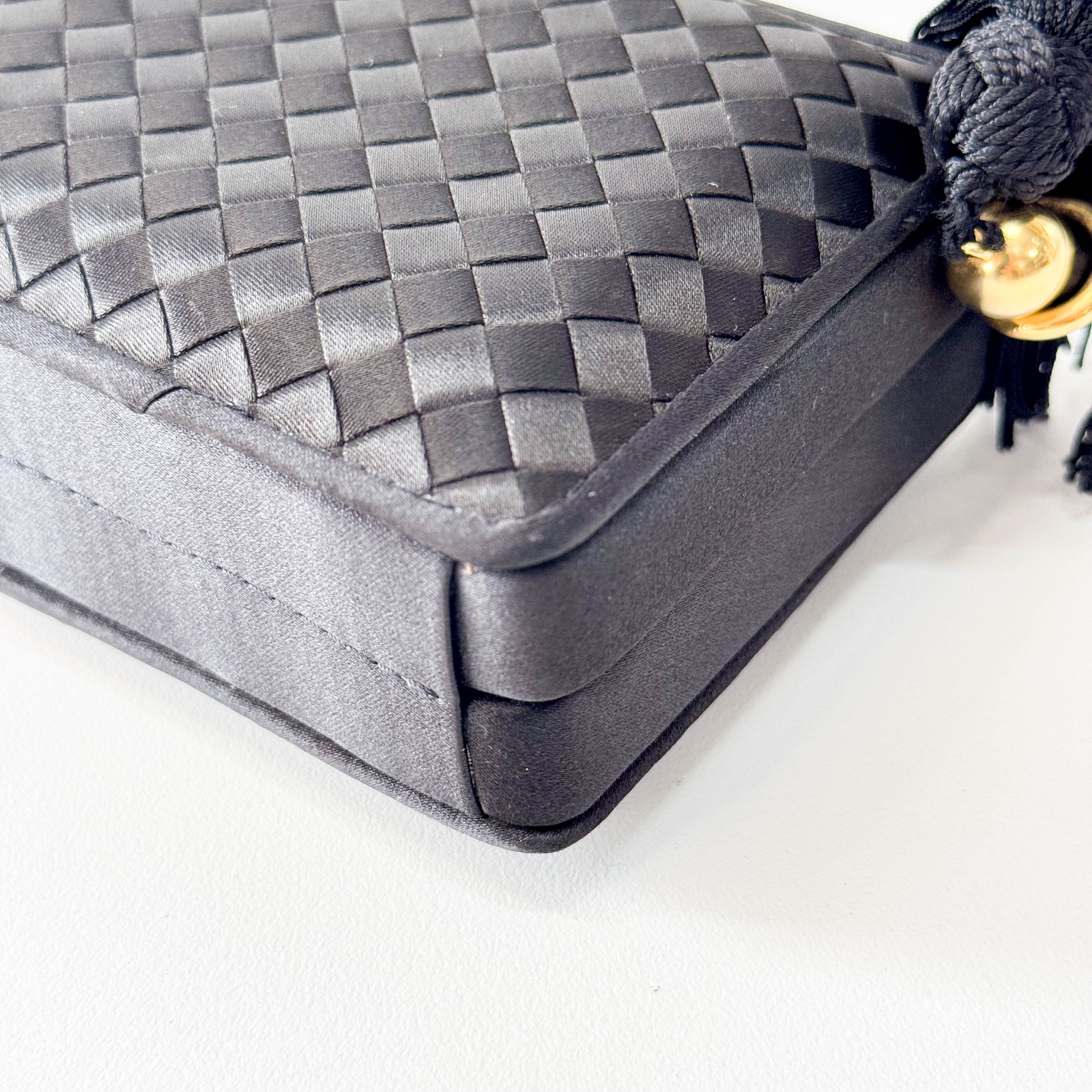 Intrecciato Mini Satin Black Handbag