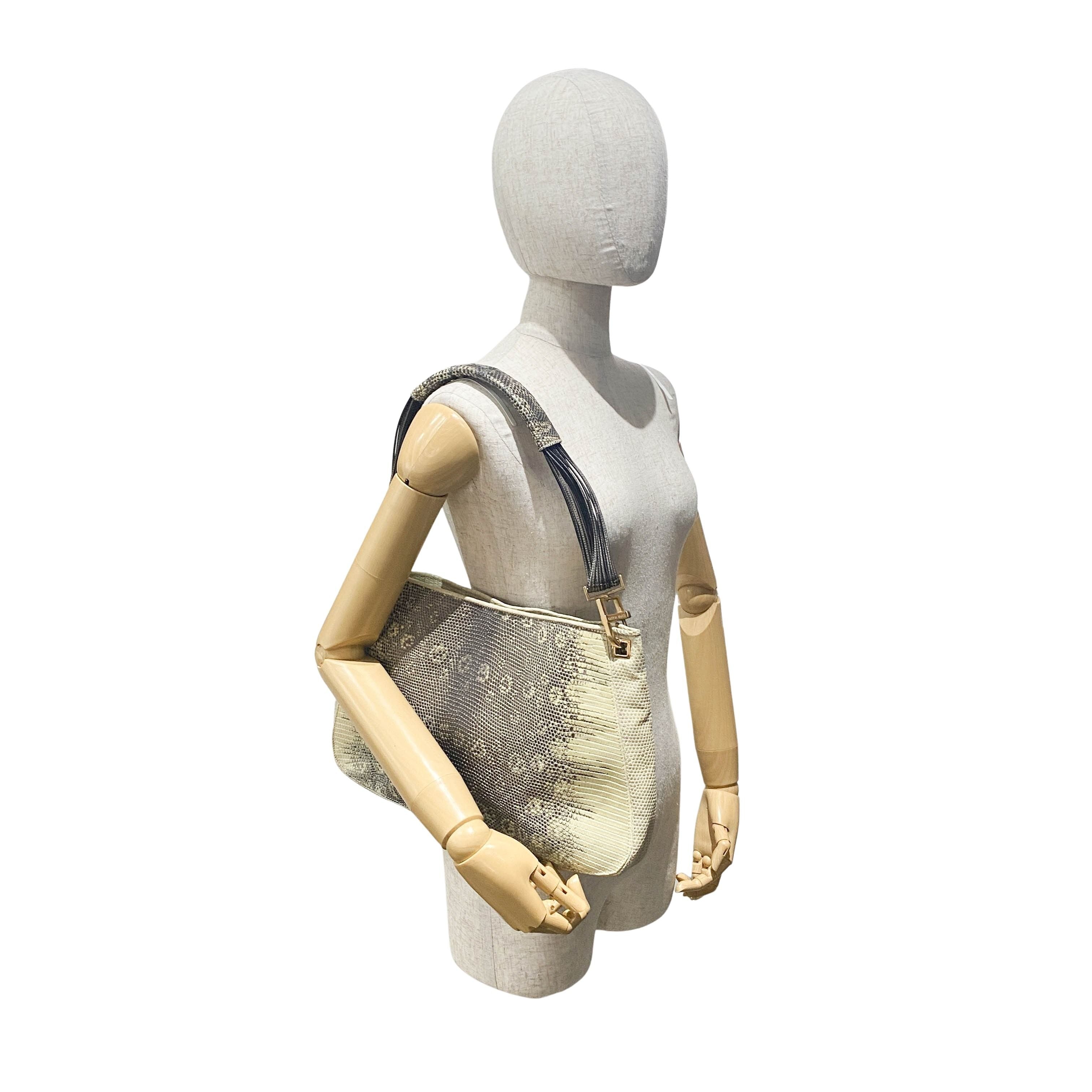 Green Python Embossed Leather Shoulder Bag