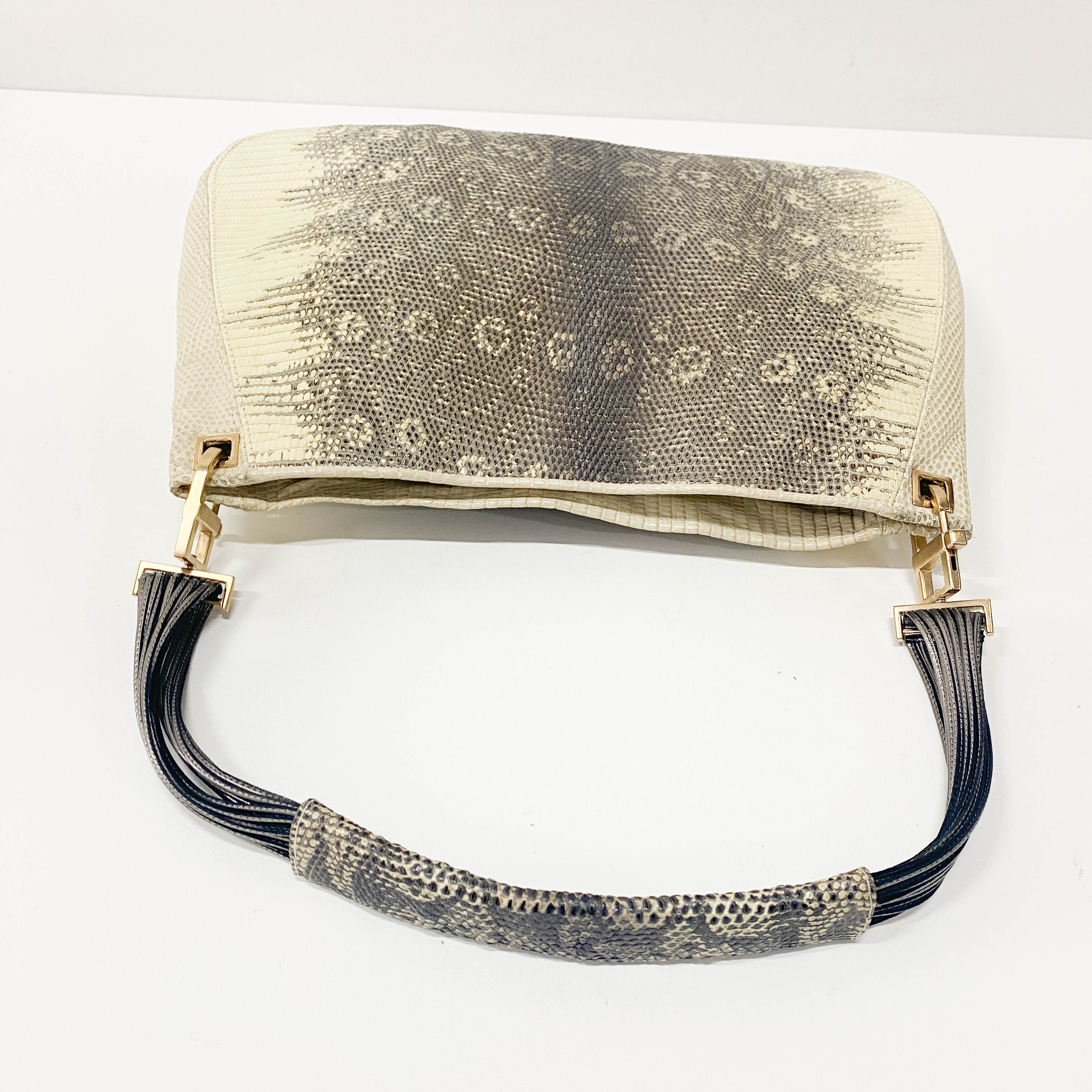 Green Python Embossed Leather Shoulder Bag