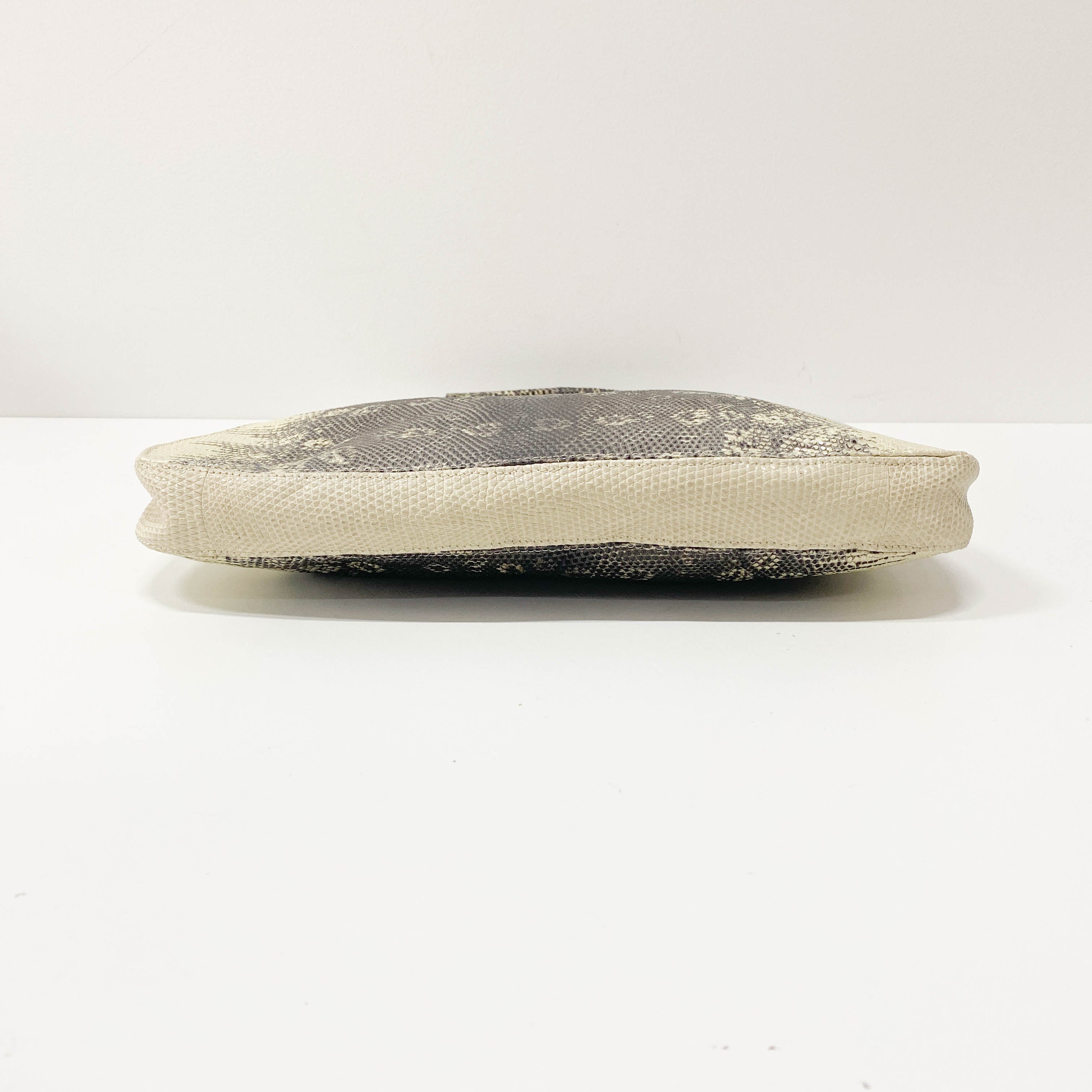 Green Python Embossed Leather Shoulder Bag