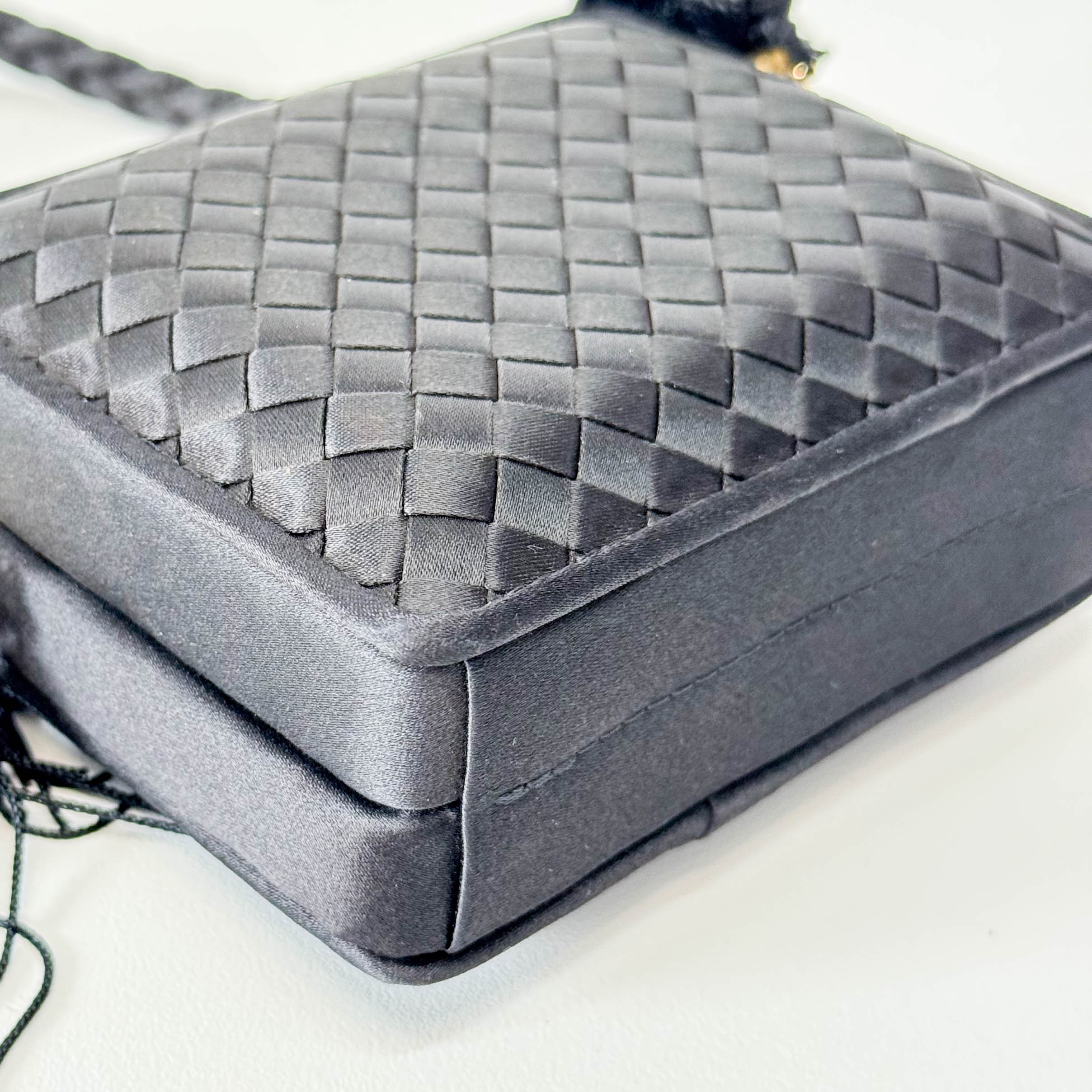 Intrecciato Mini Satin Black Handbag