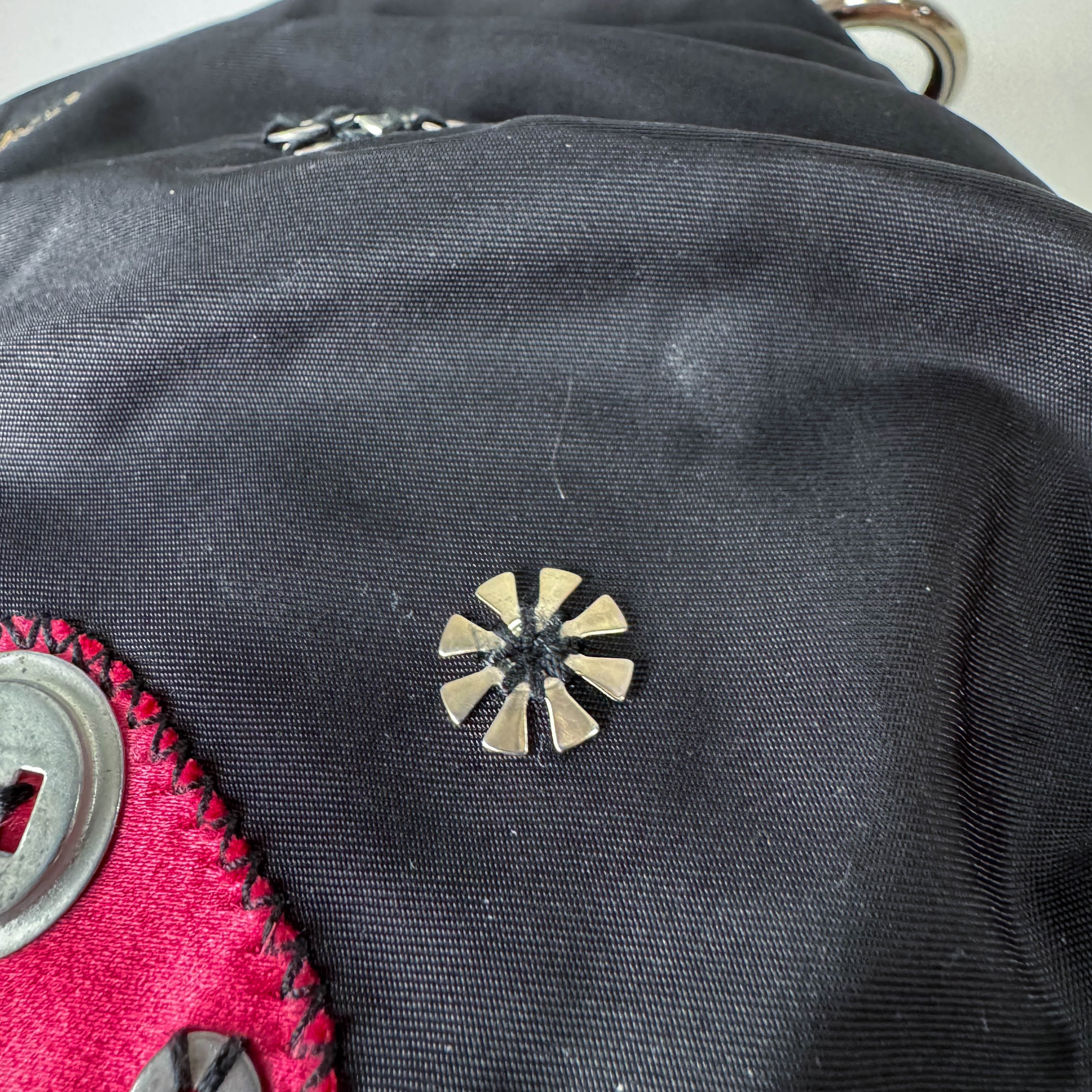 Tessuto Black Floral Motif Nylon Shoulder Bag