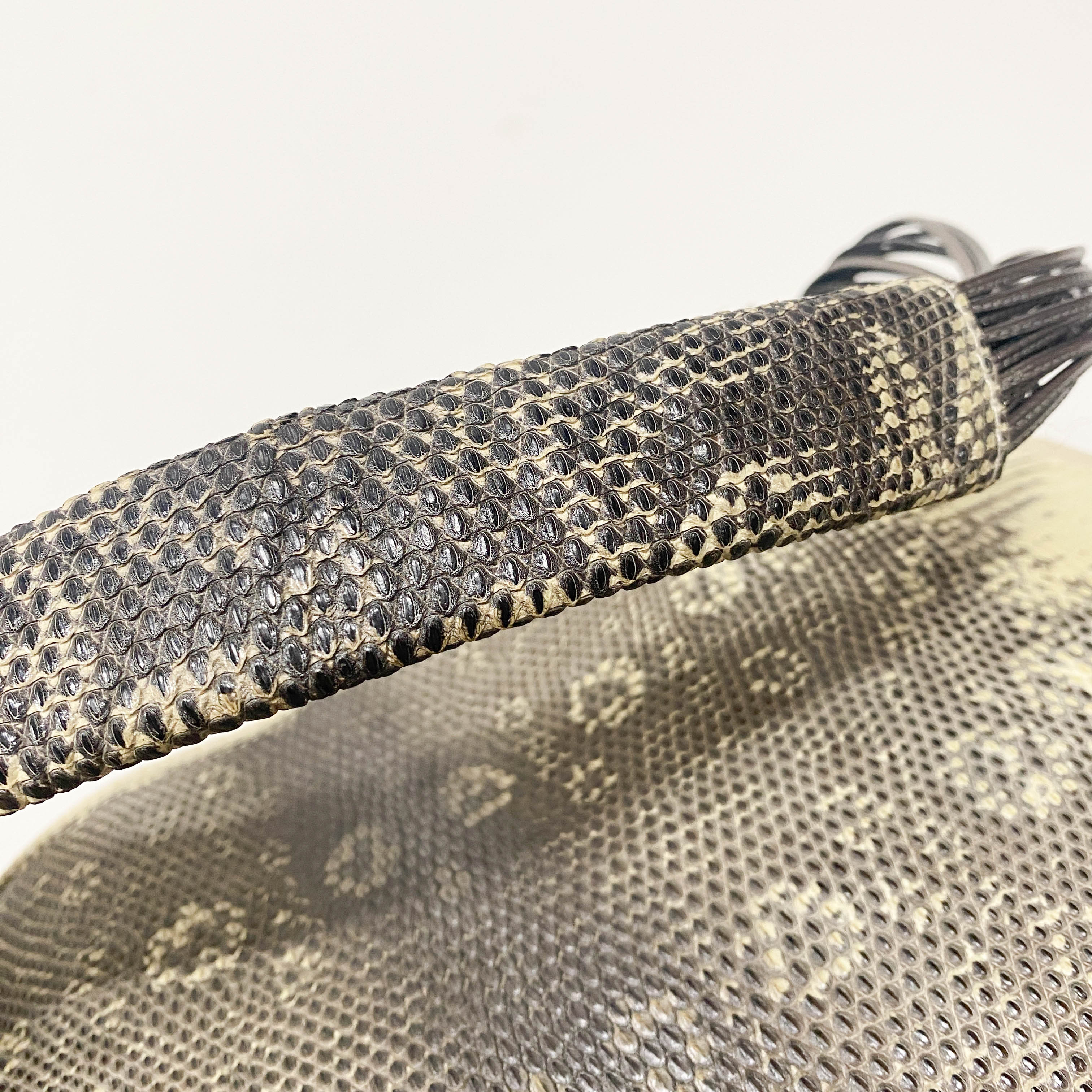 Green Python Embossed Leather Shoulder Bag