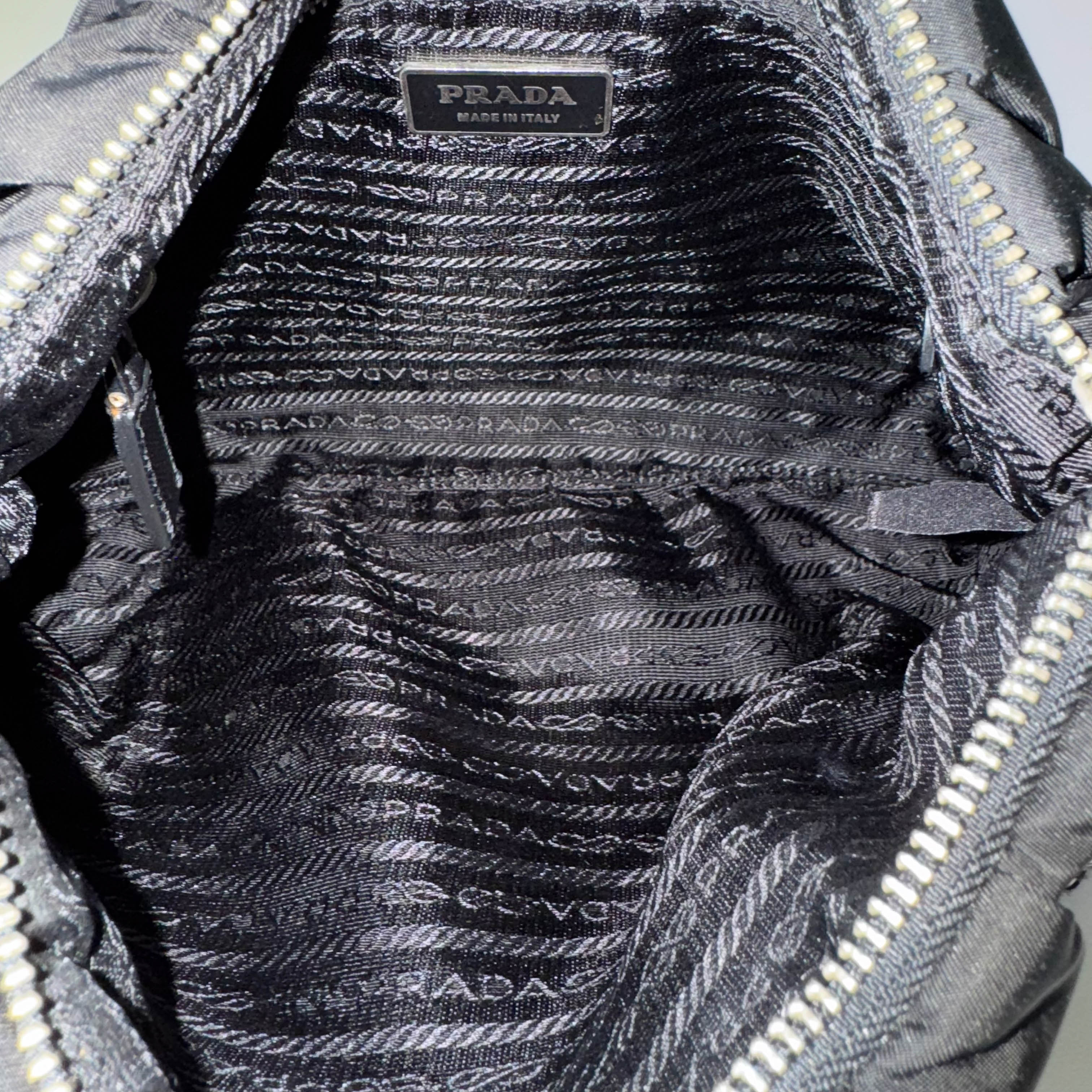 Tessuto Black Floral Motif Nylon Shoulder Bag