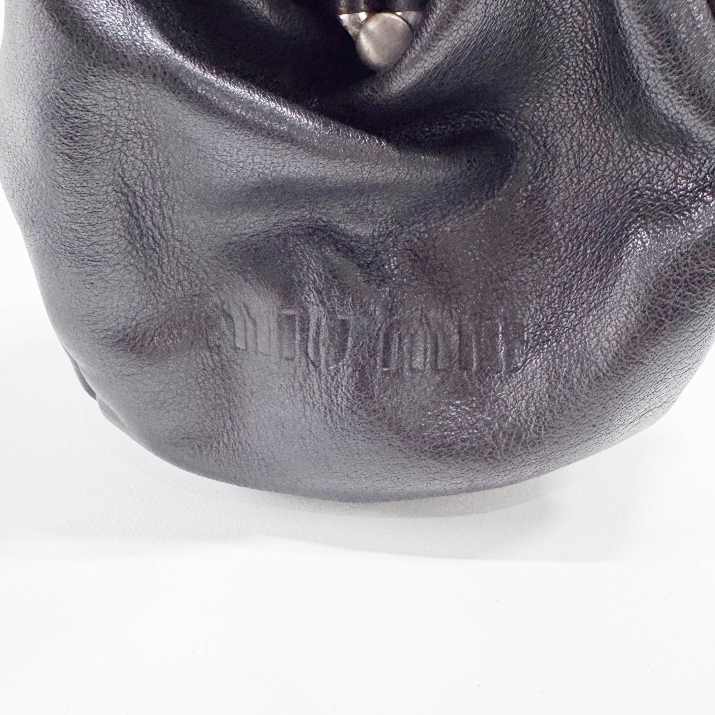 Black Leather Kisslock Frame Satchel