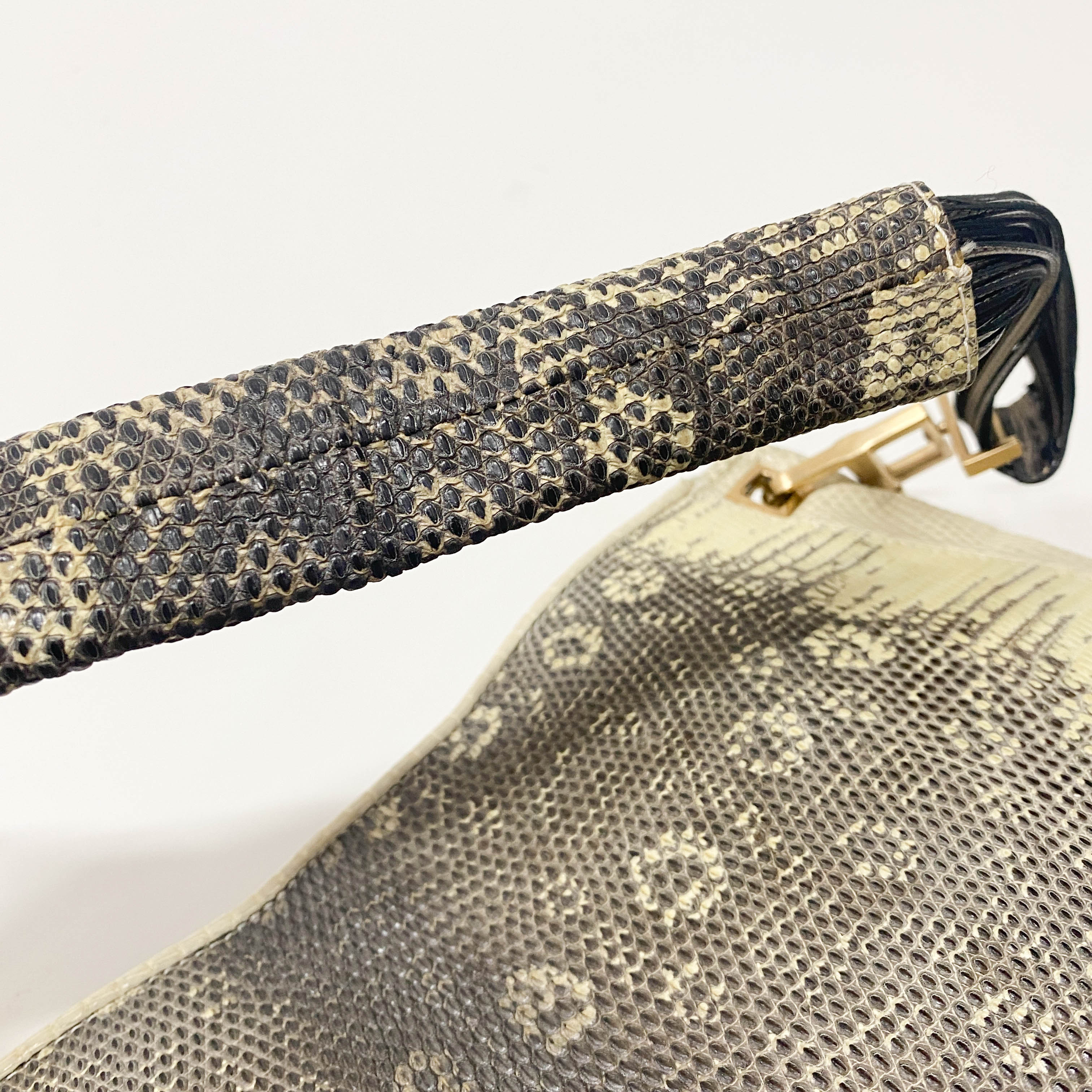 Green Python Embossed Leather Shoulder Bag