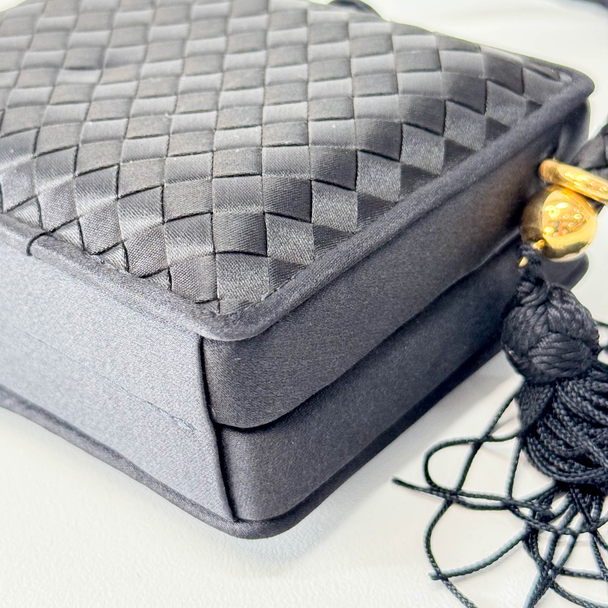 Intrecciato Mini Satin Black Handbag