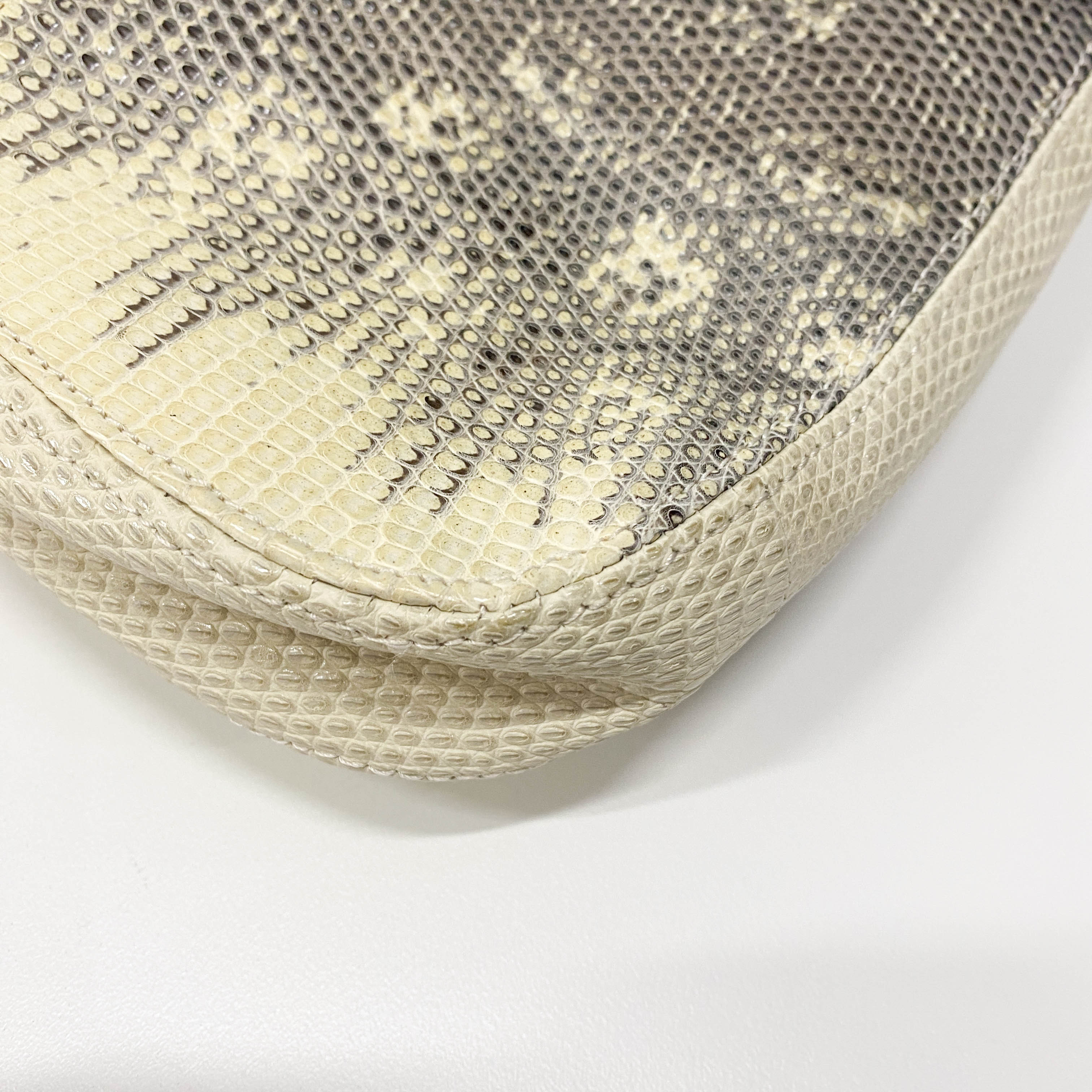 Green Python Embossed Leather Shoulder Bag