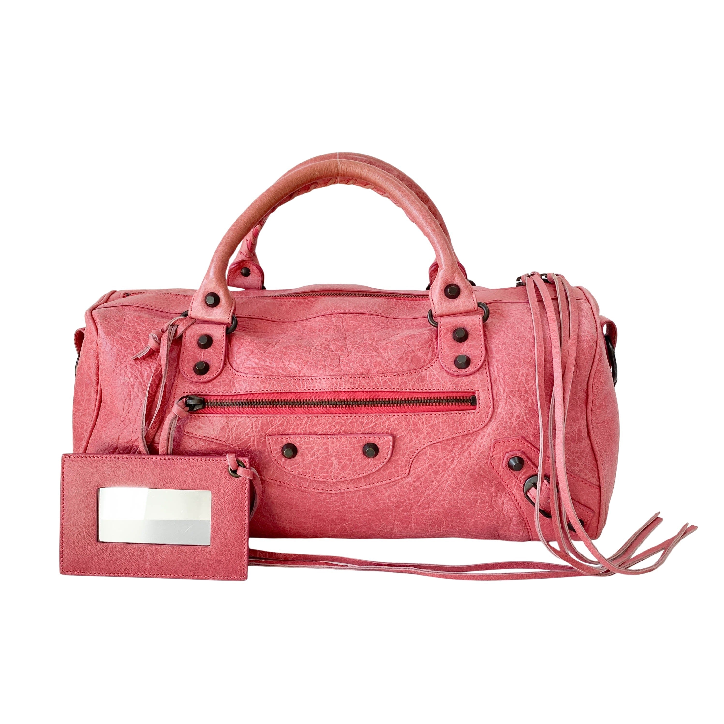 Motocross Twiggy Pink Leather Shoulder Bag