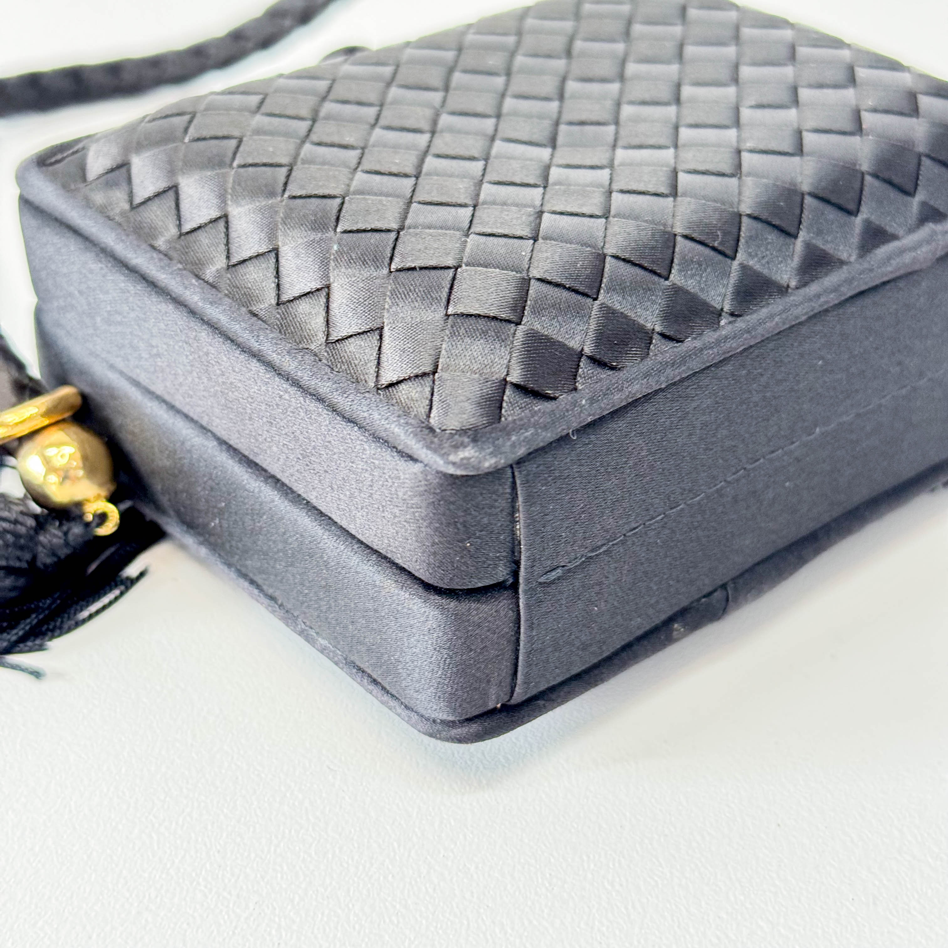 Intrecciato Mini Satin Black Handbag