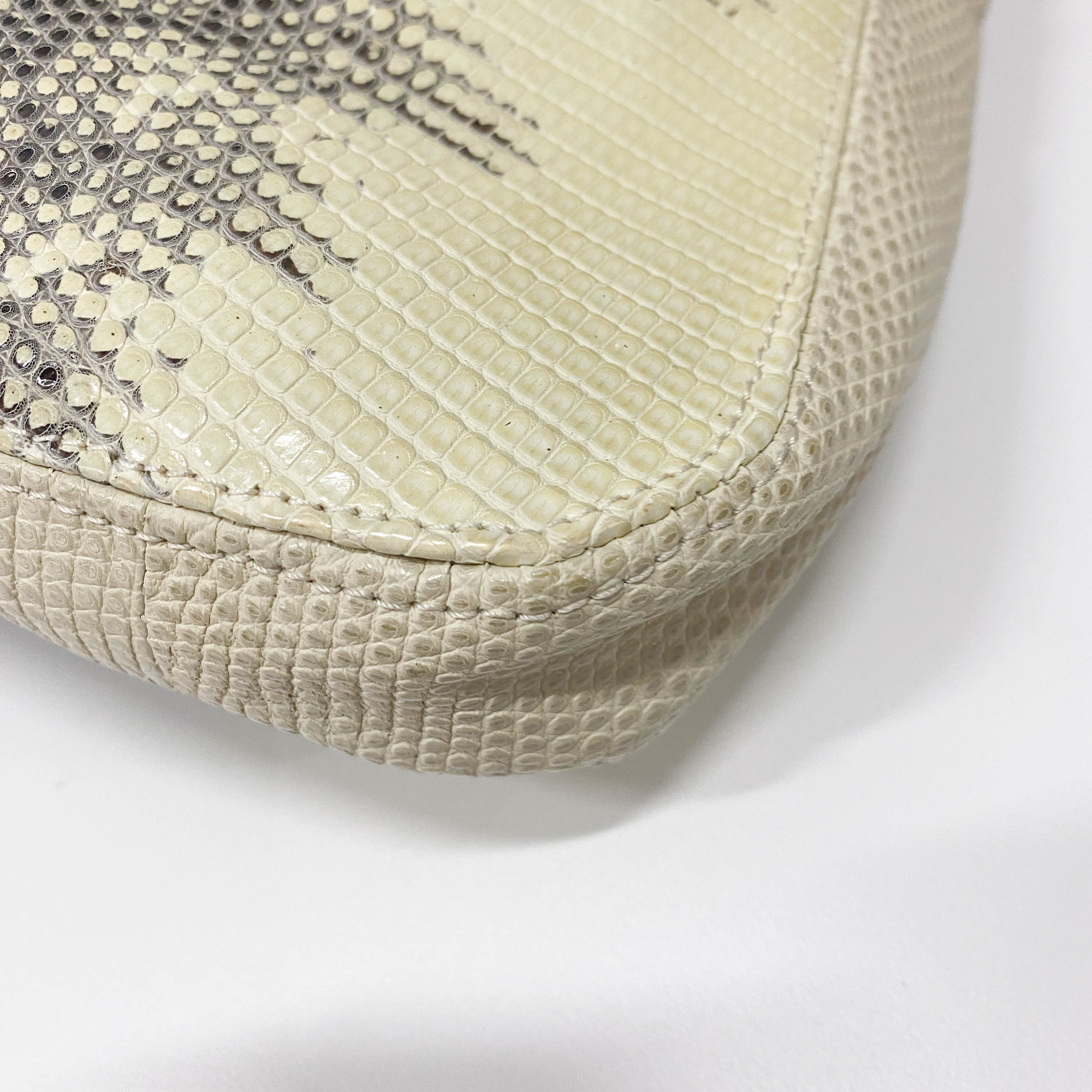 Green Python Embossed Leather Shoulder Bag