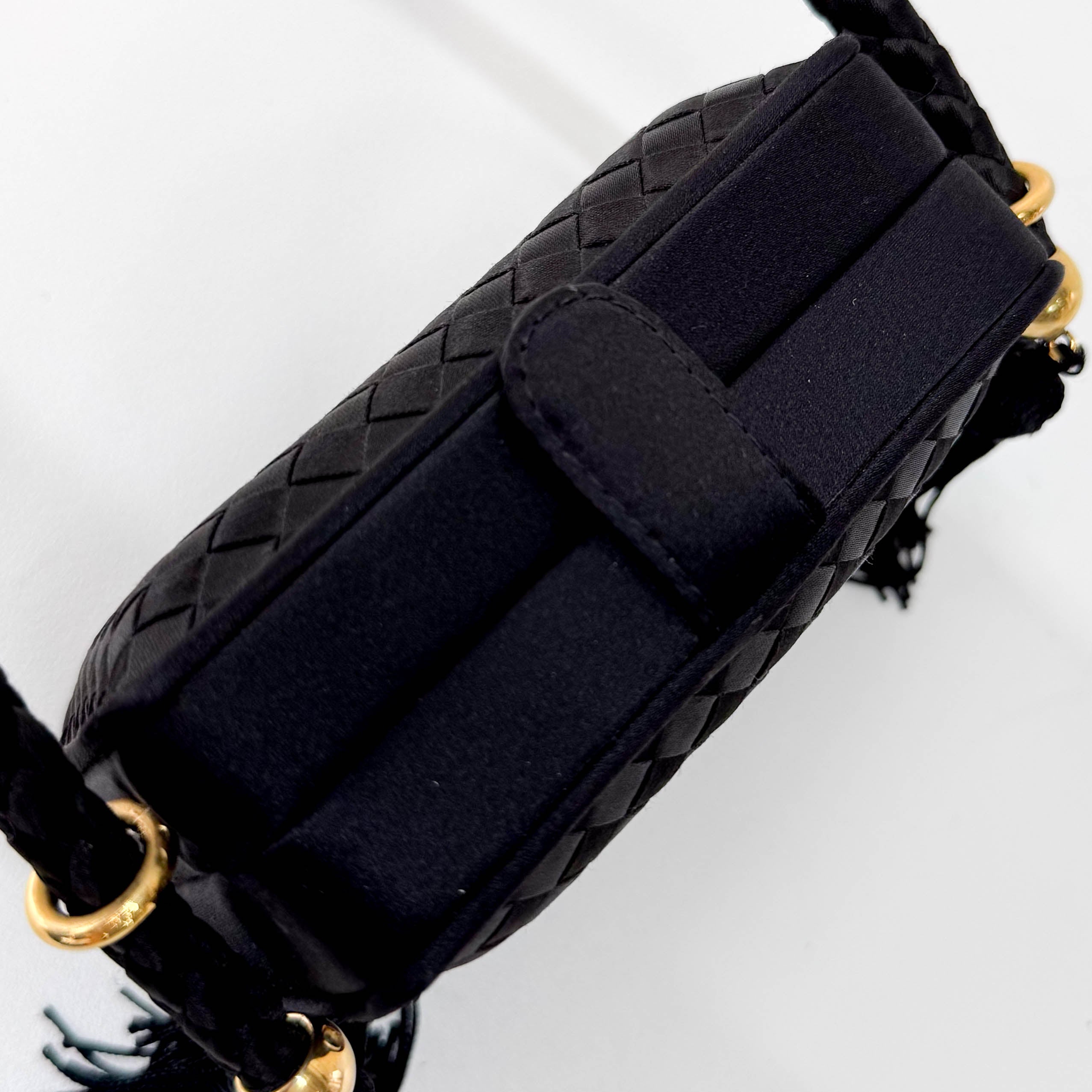 Intrecciato Mini Satin Black Handbag