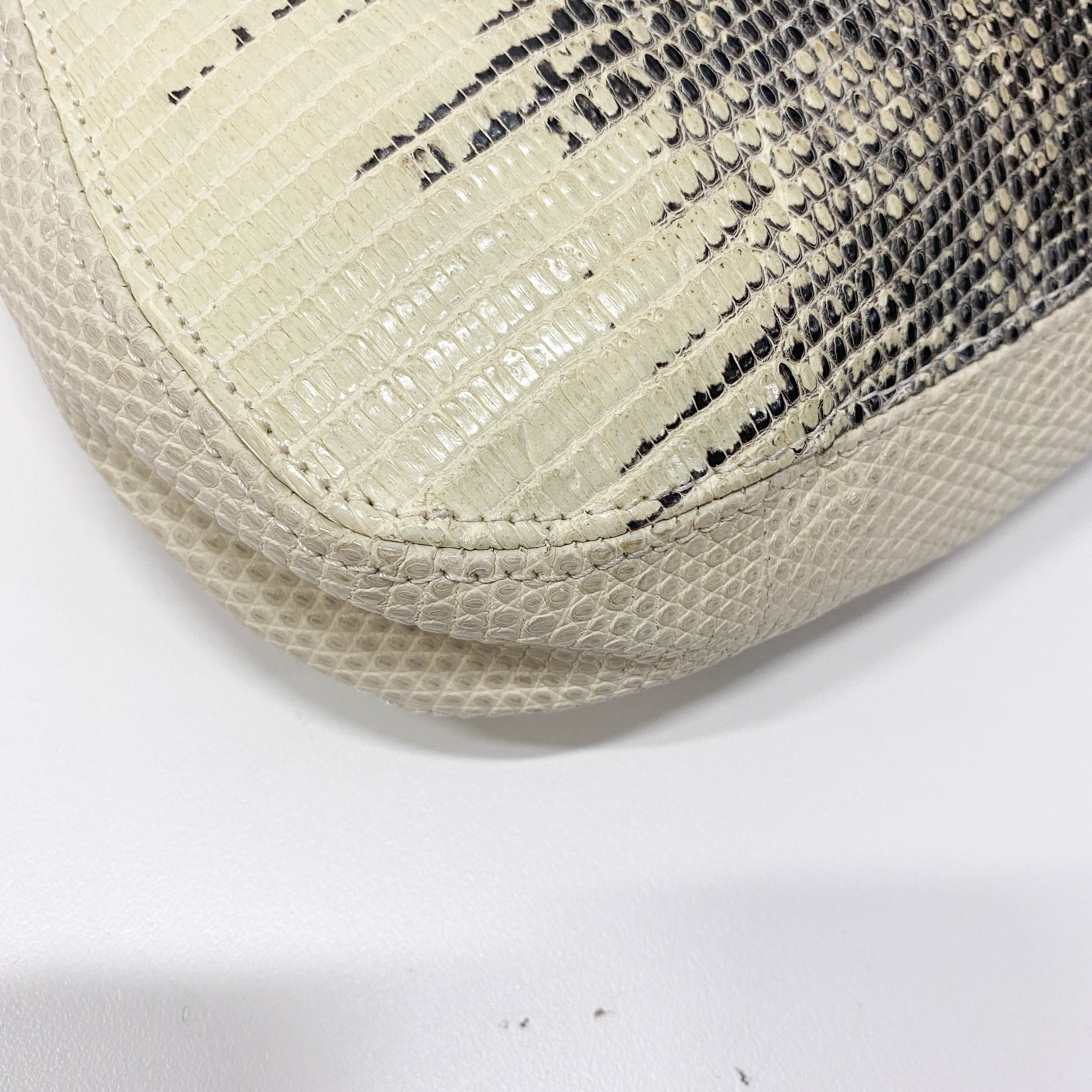 Green Python Embossed Leather Shoulder Bag