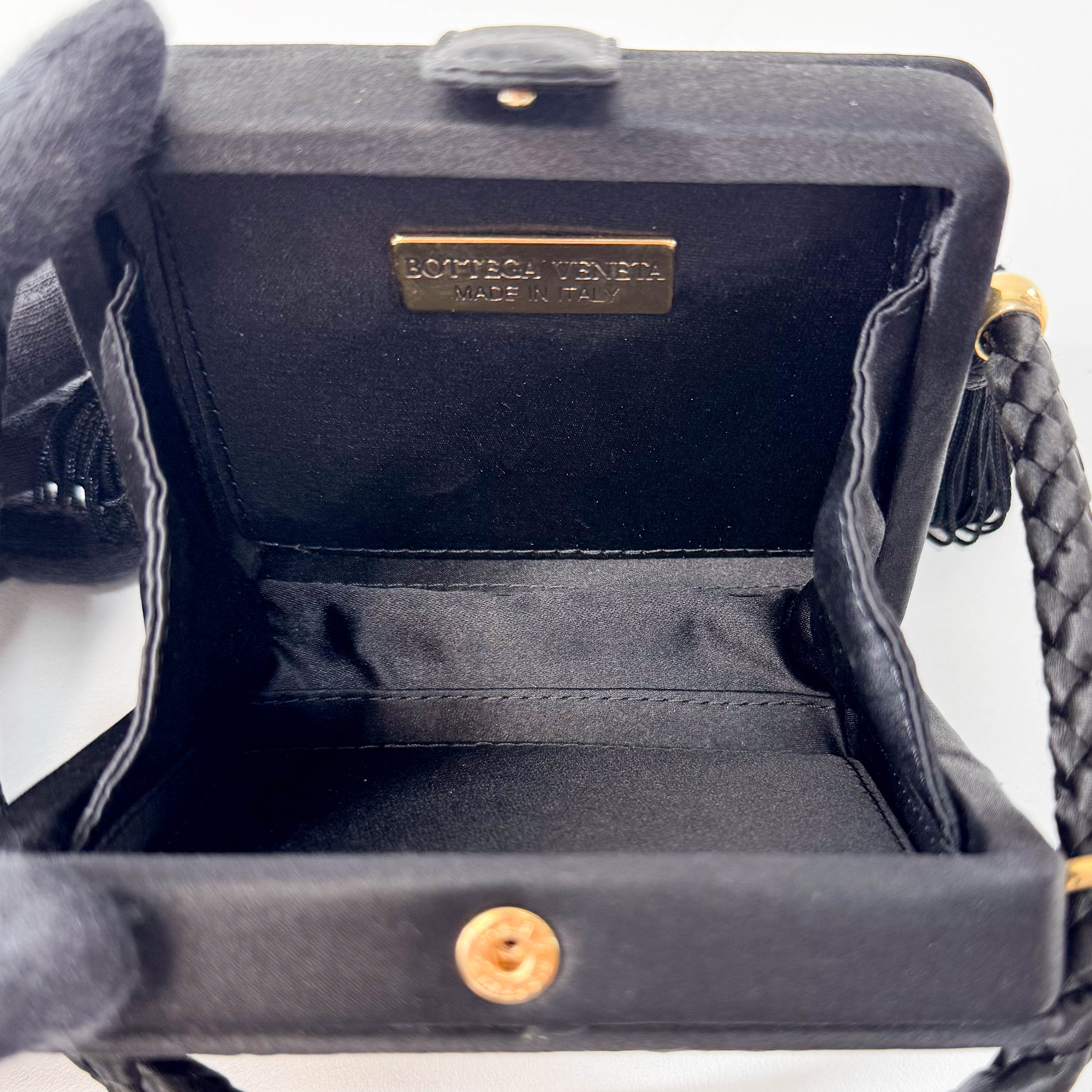 Intrecciato Mini Satin Black Handbag