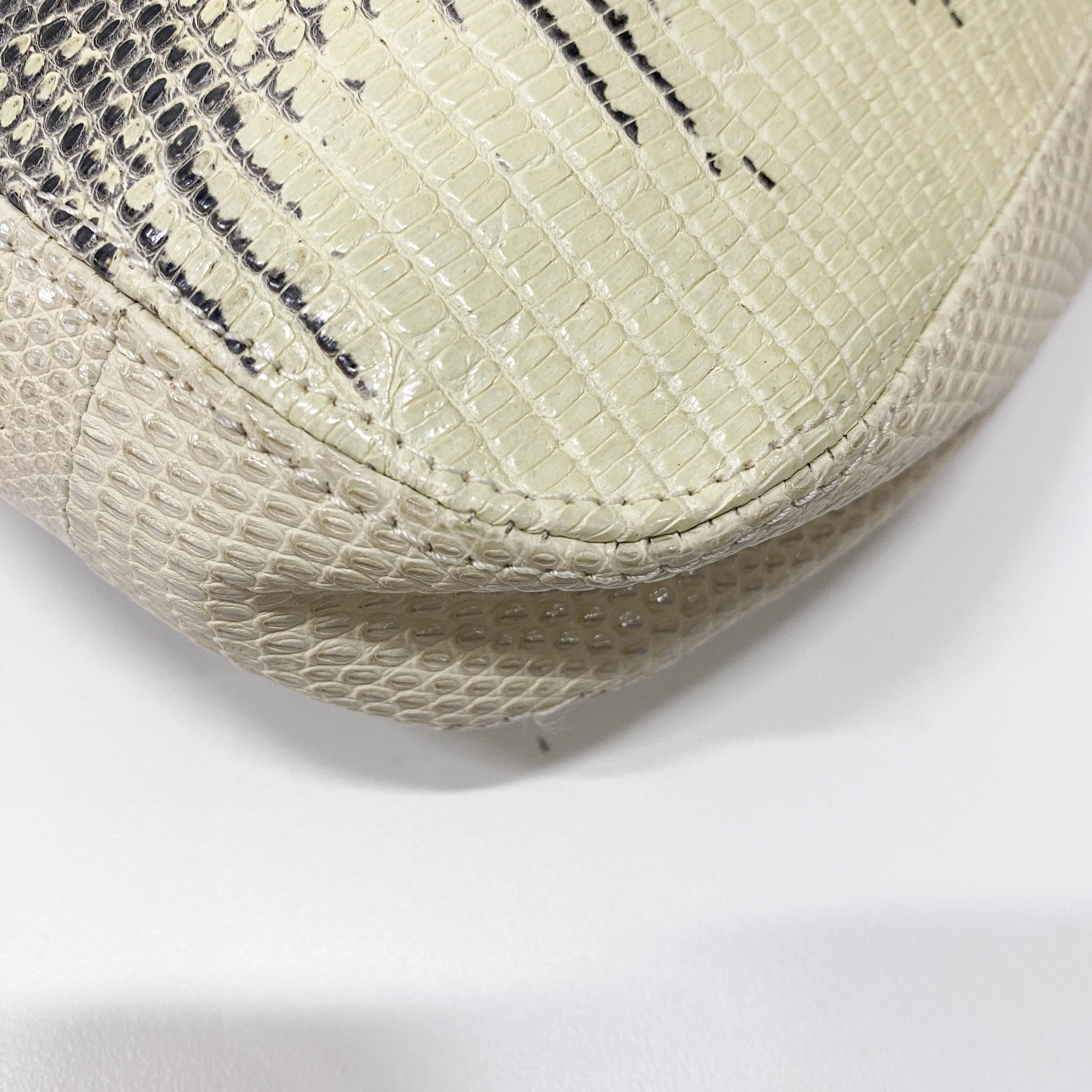 Green Python Embossed Leather Shoulder Bag