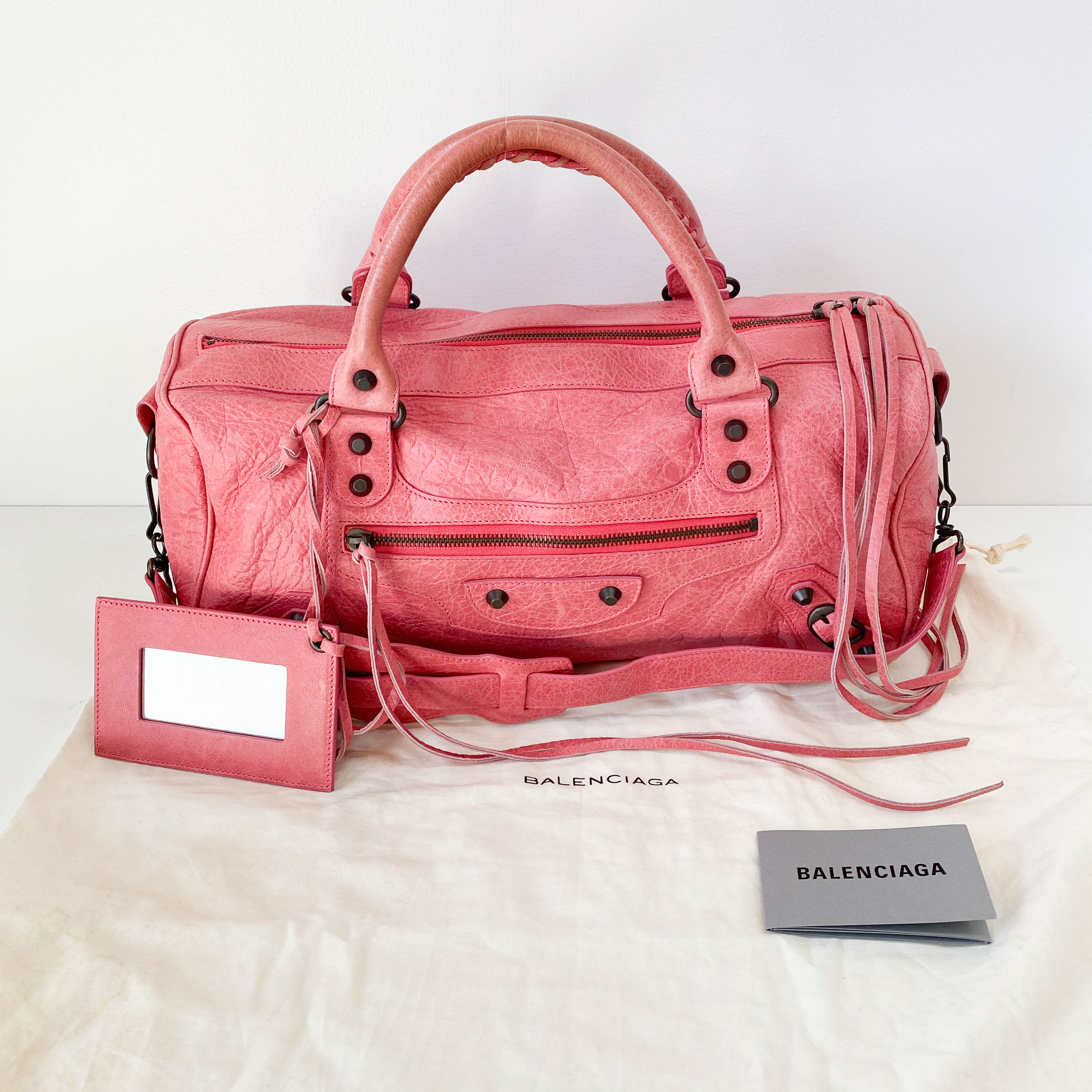 Motocross Twiggy Pink Leather Shoulder Bag