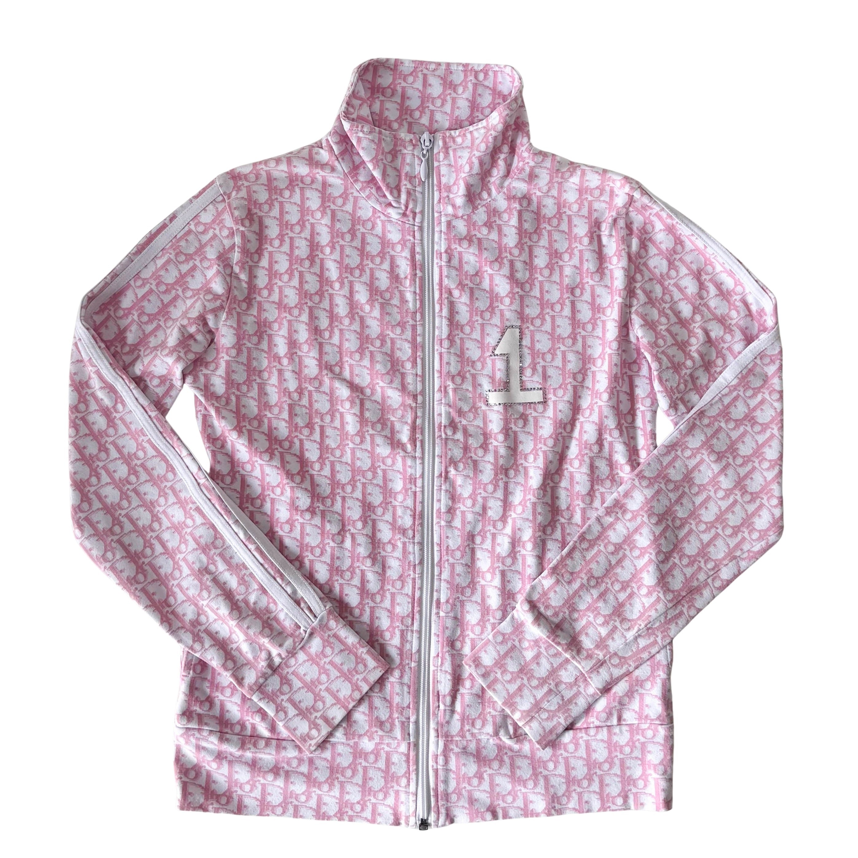 Pink Dior Oblique Cotton Zip-up Sweatshirt