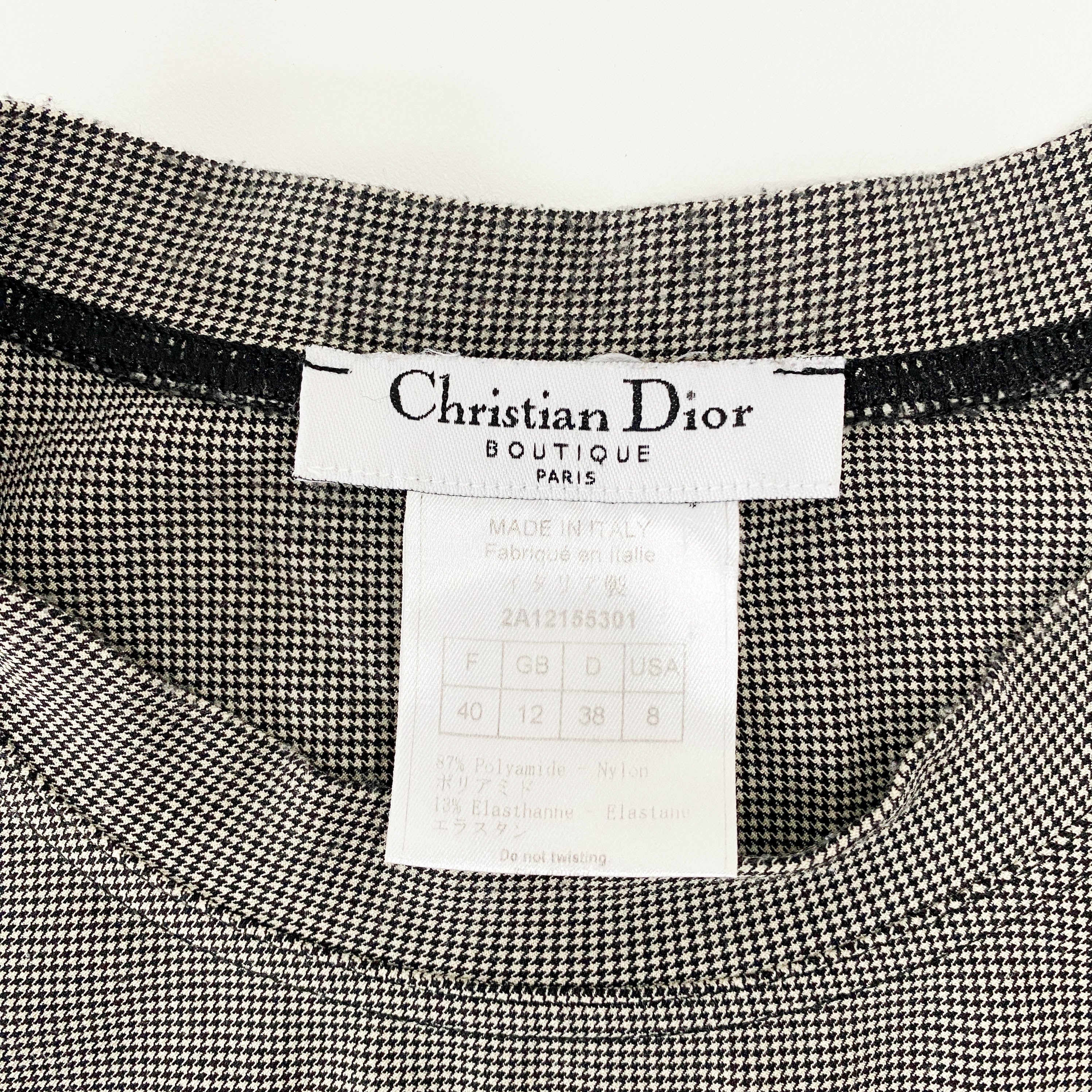 J'adore Logo Houndstooth Pattern Tank Top