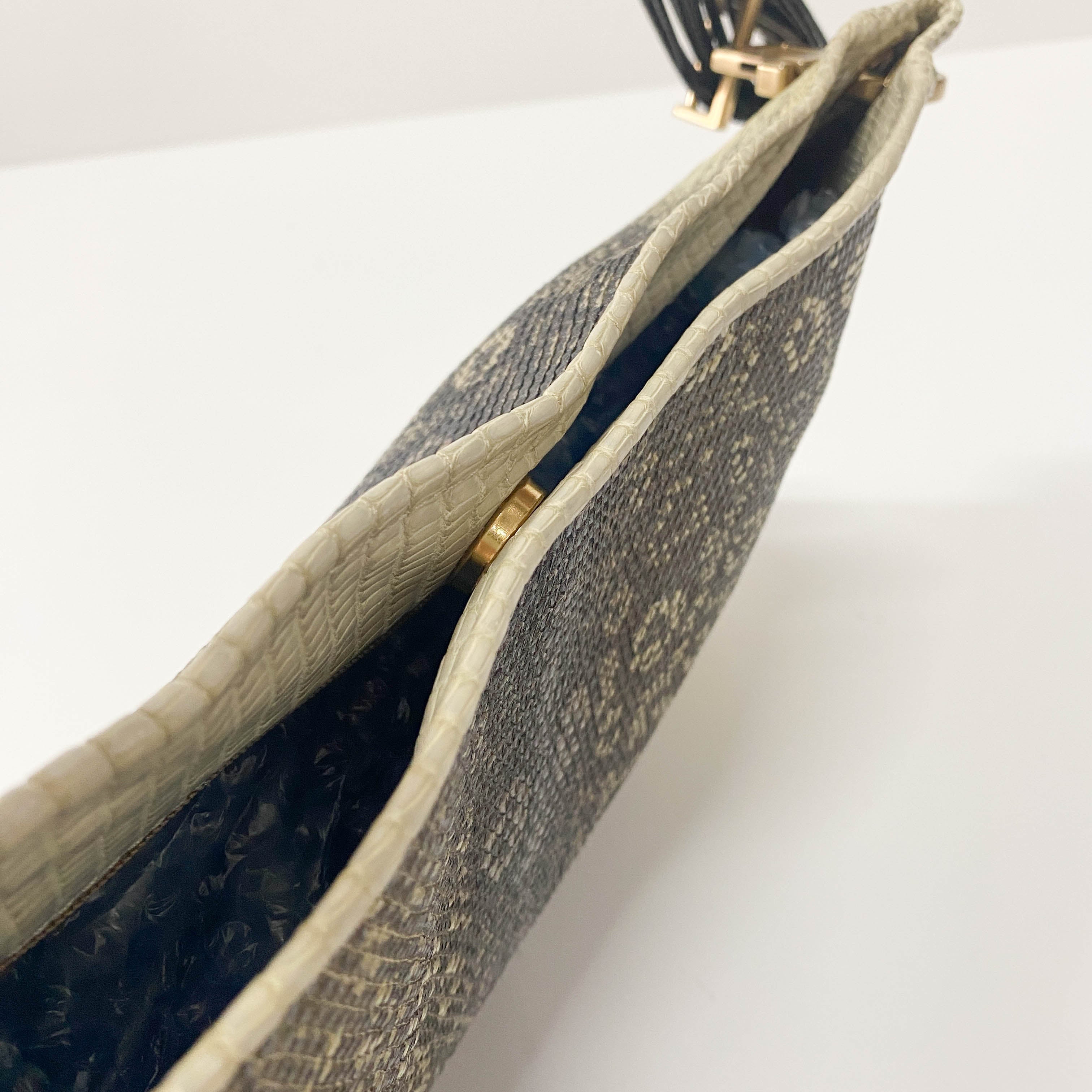 Green Python Embossed Leather Shoulder Bag