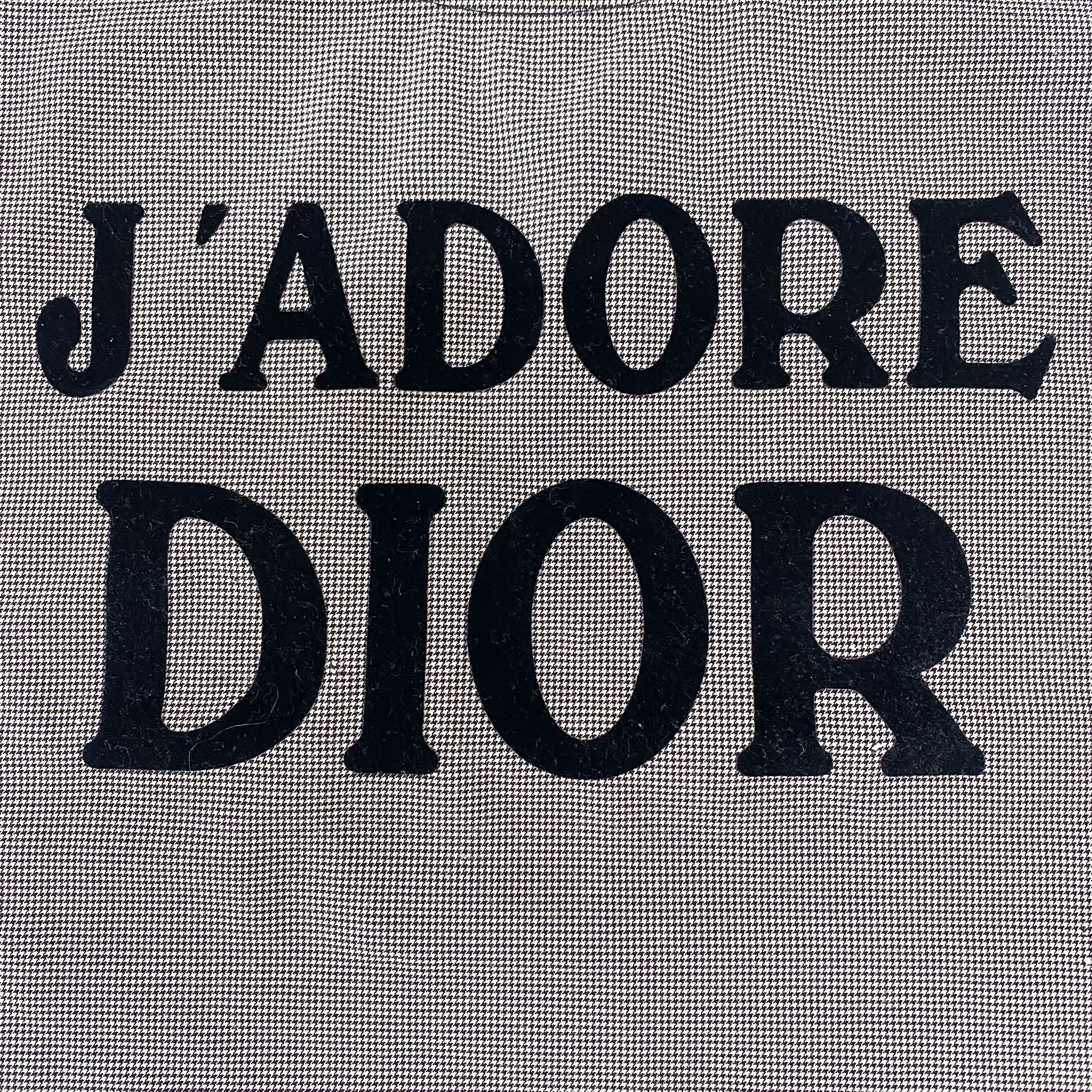 J'adore Logo Houndstooth Pattern Tank Top
