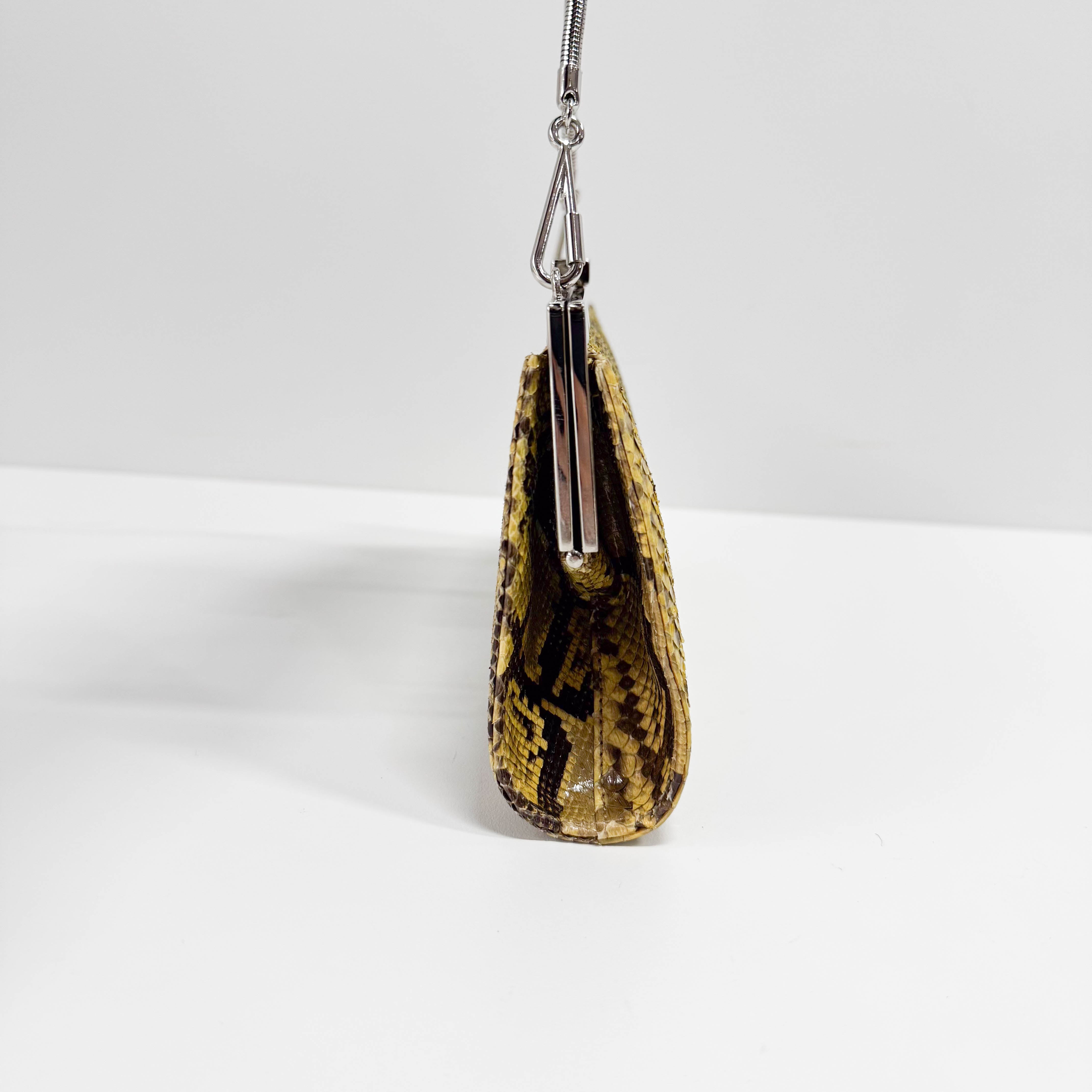 Yellow Python Embossed Leather Crossbody Bag