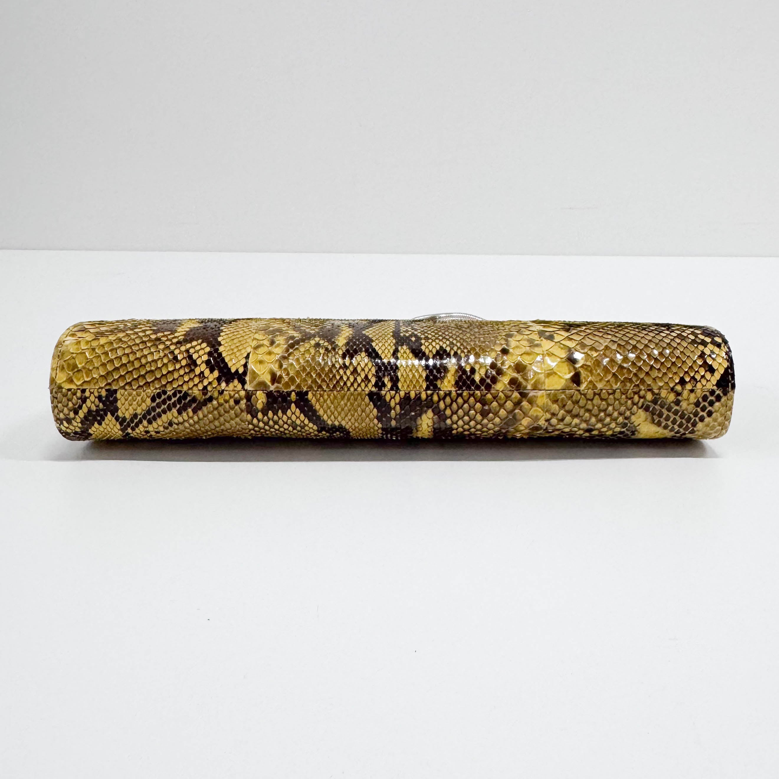 Yellow Python Embossed Leather Crossbody Bag