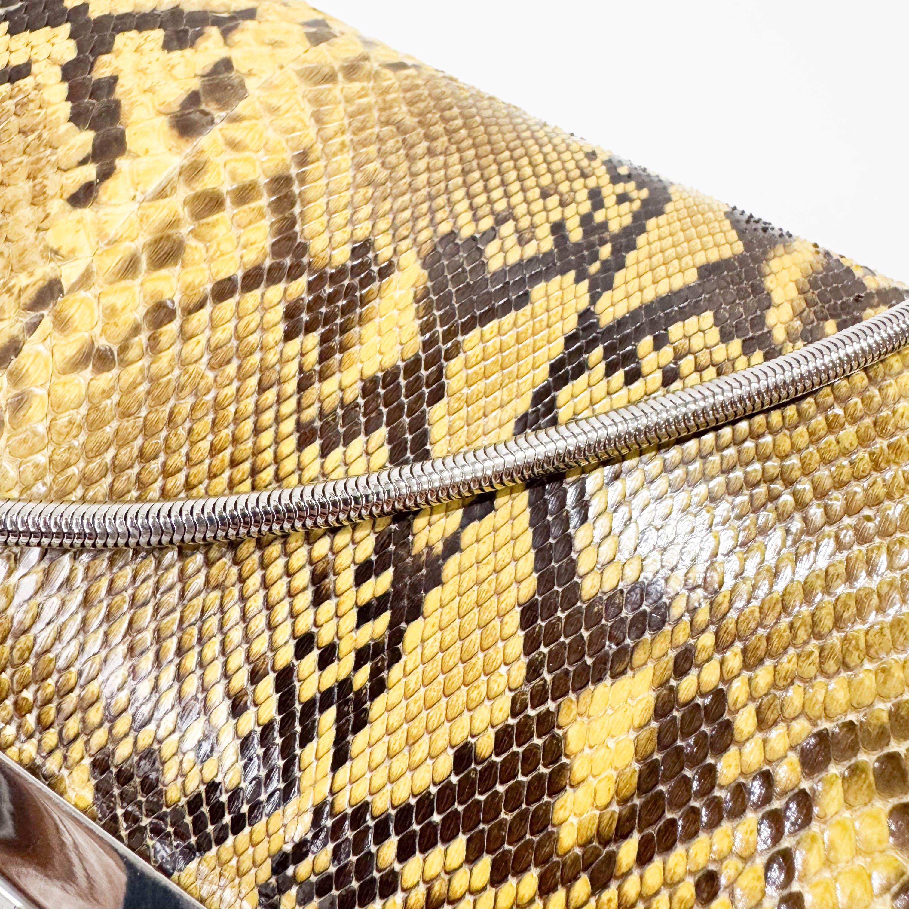 Yellow Python Embossed Leather Crossbody Bag