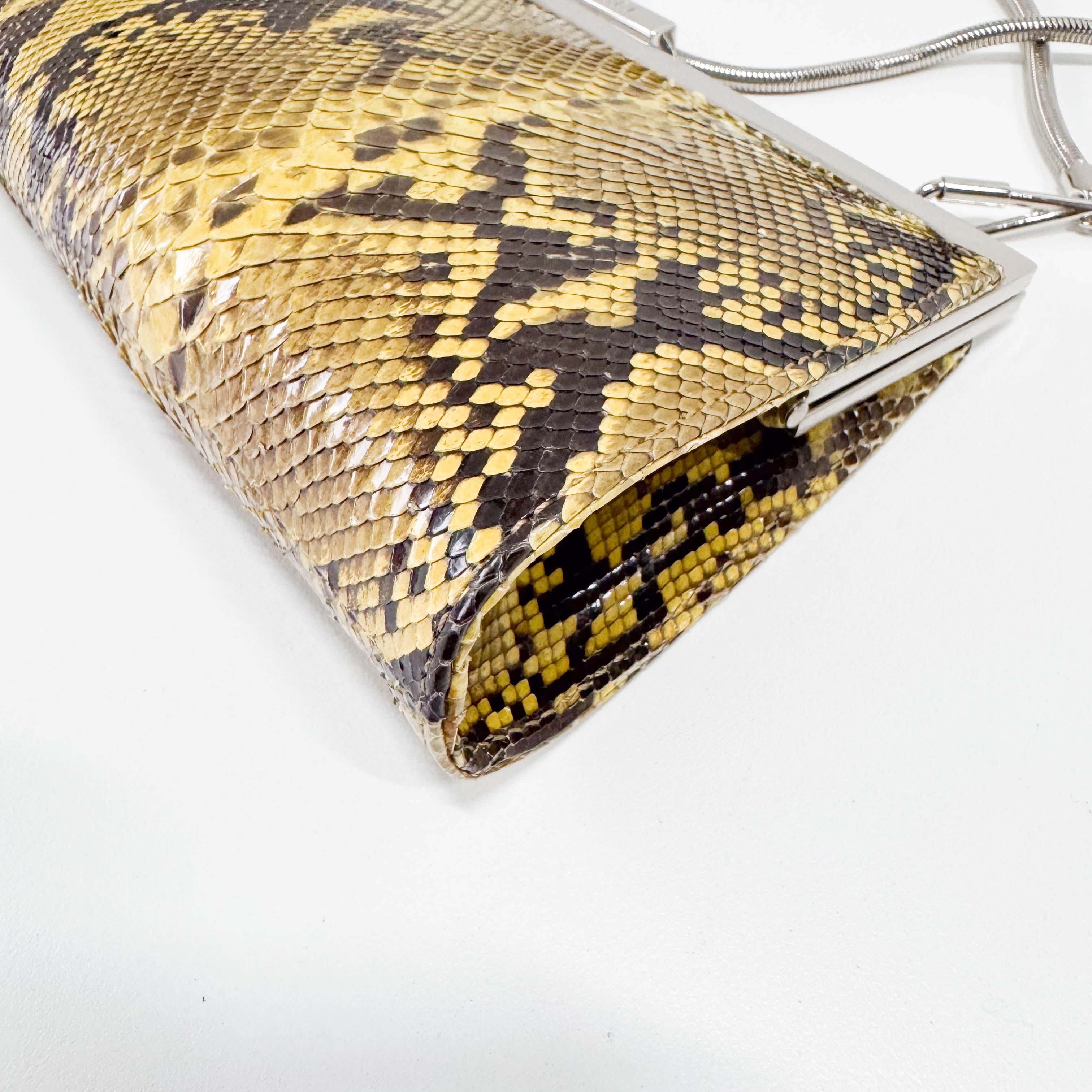 Yellow Python Embossed Leather Crossbody Bag