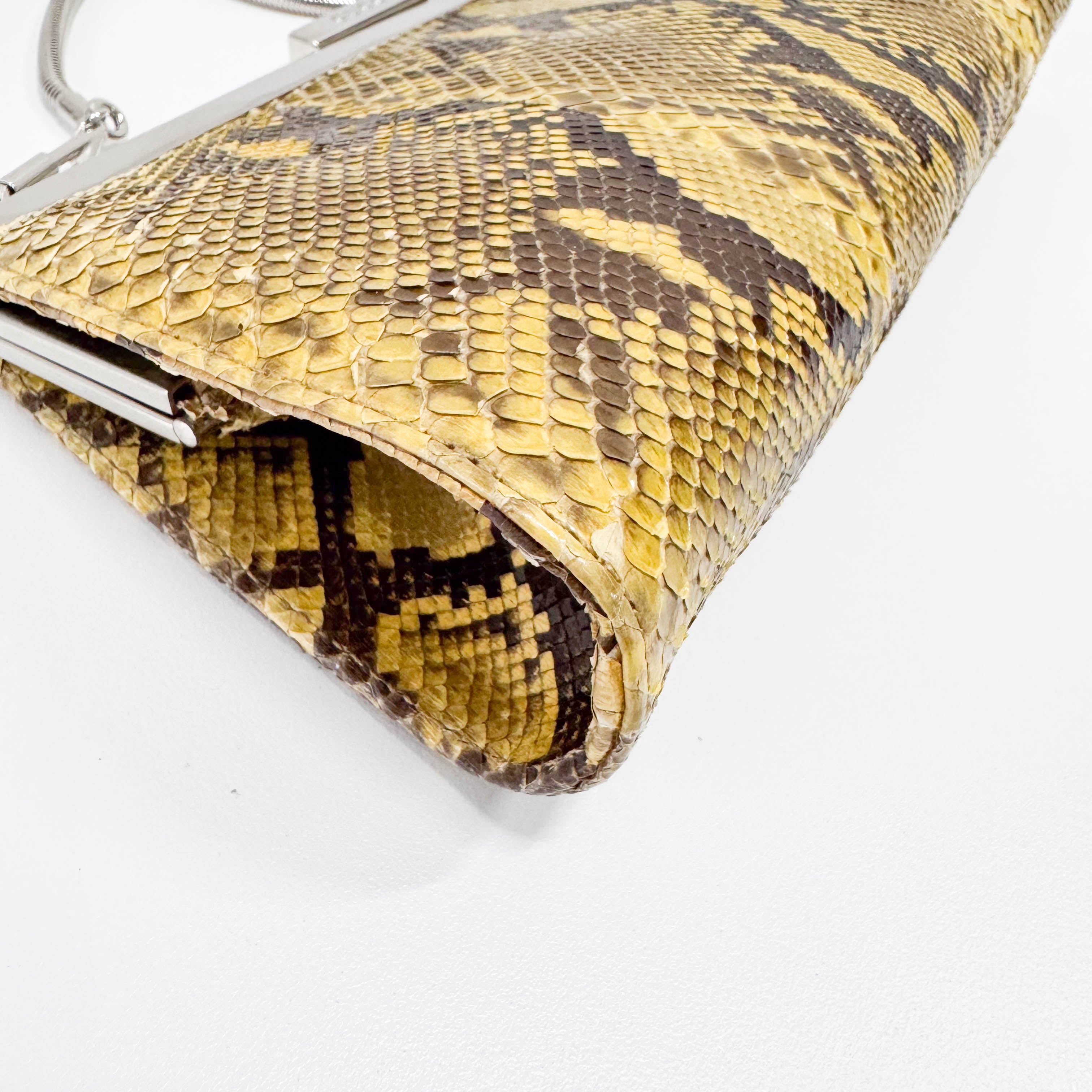 Yellow Python Embossed Leather Crossbody Bag