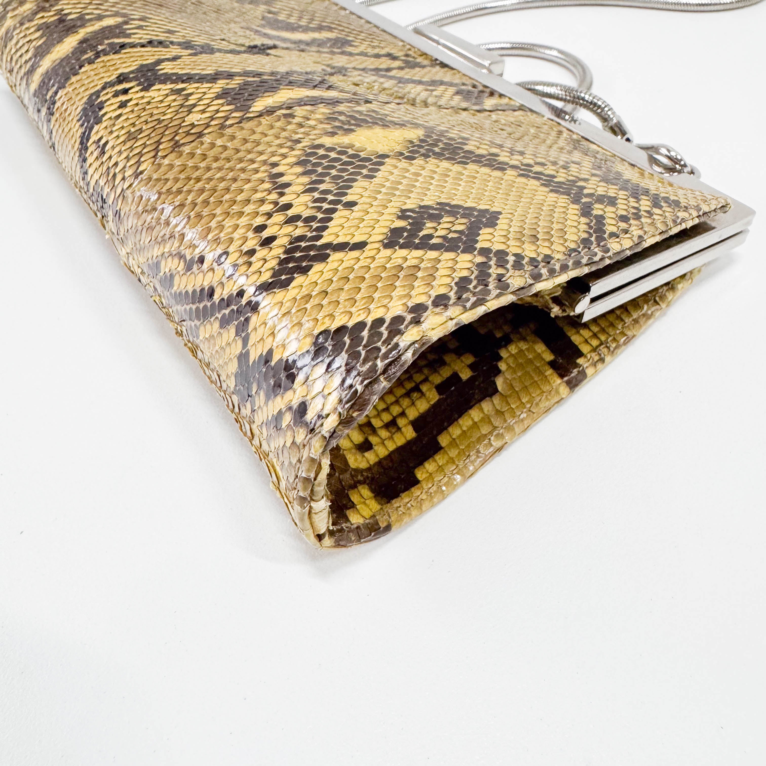 Yellow Python Embossed Leather Crossbody Bag
