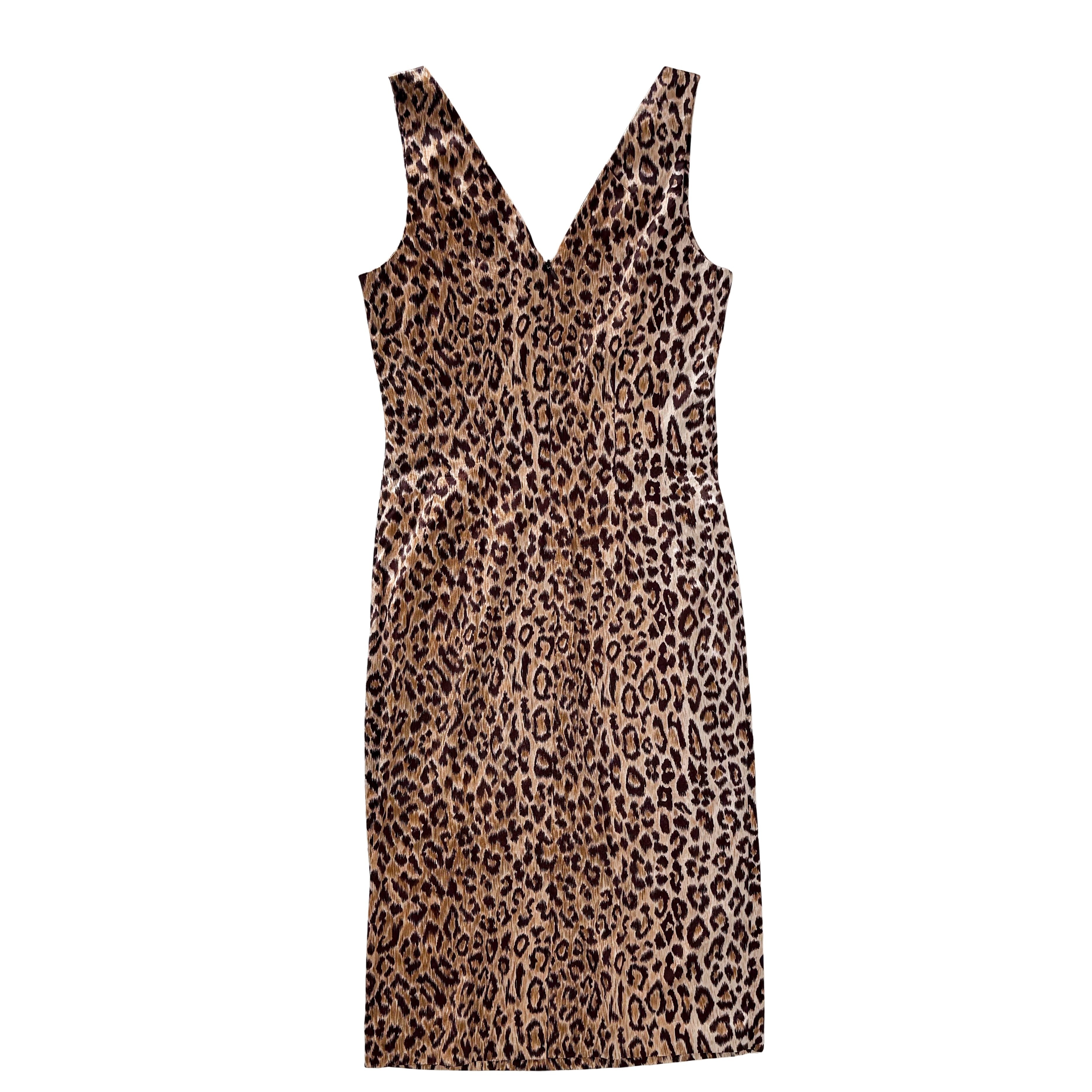 Size 42 Yellow Leopard Print Synthetic & Cotton Dress