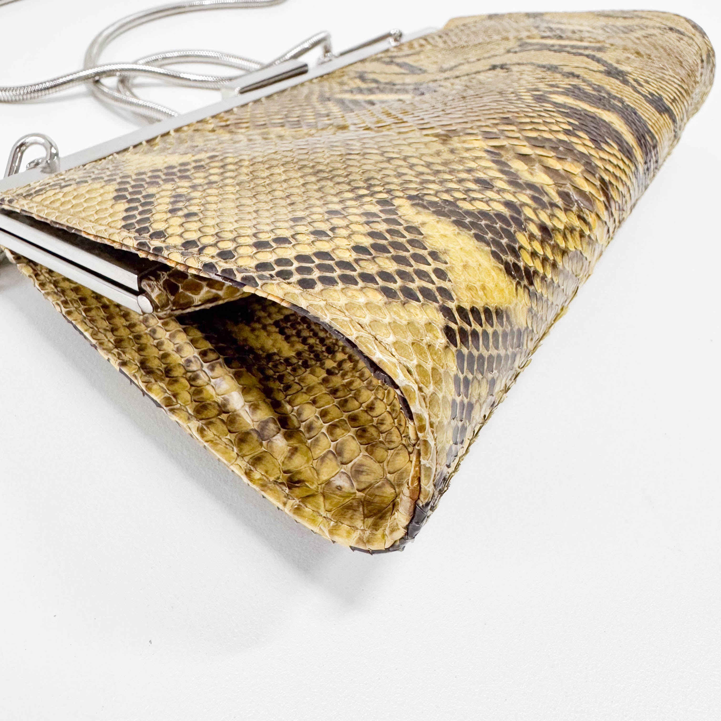 Yellow Python Embossed Leather Crossbody Bag