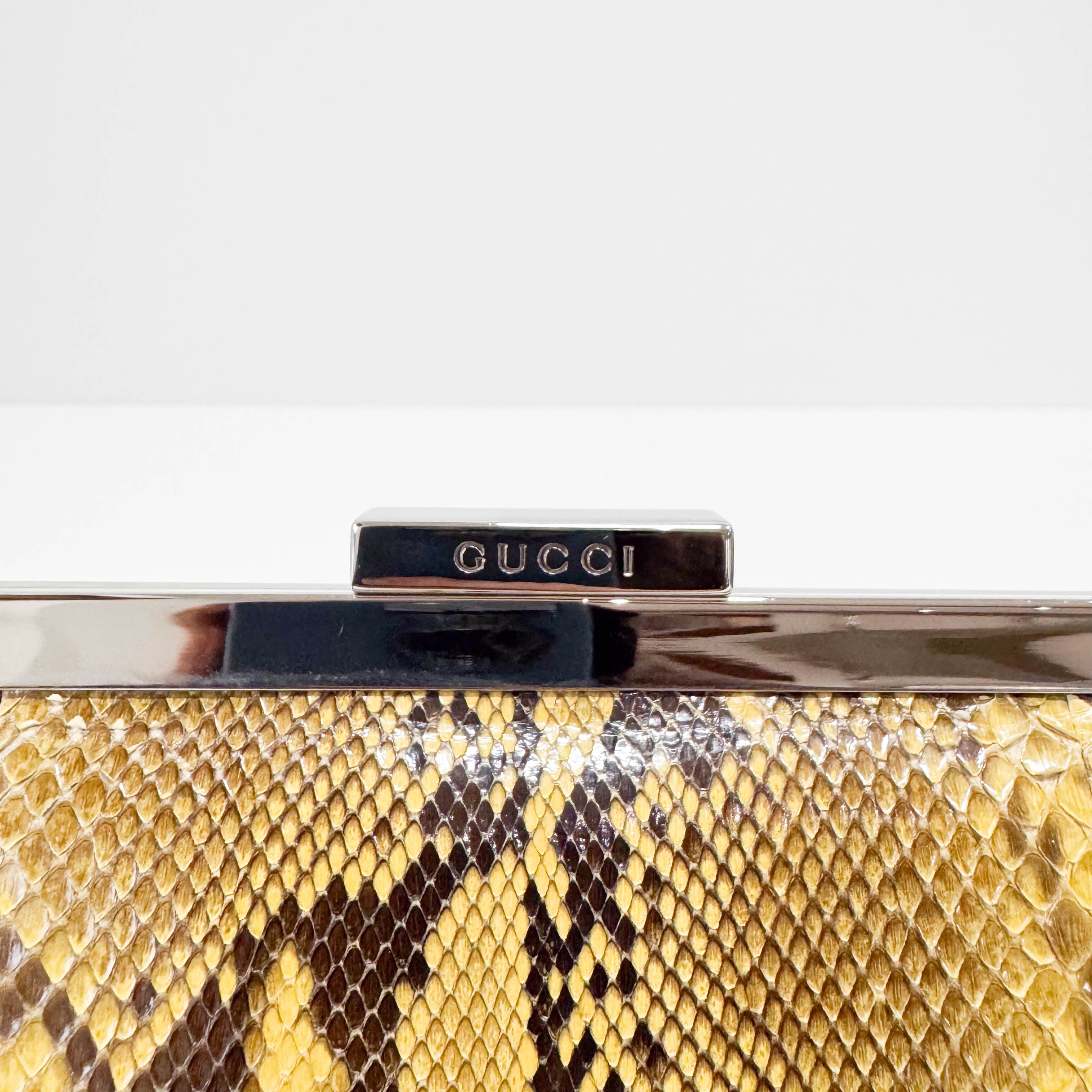 Yellow Python Embossed Leather Crossbody Bag