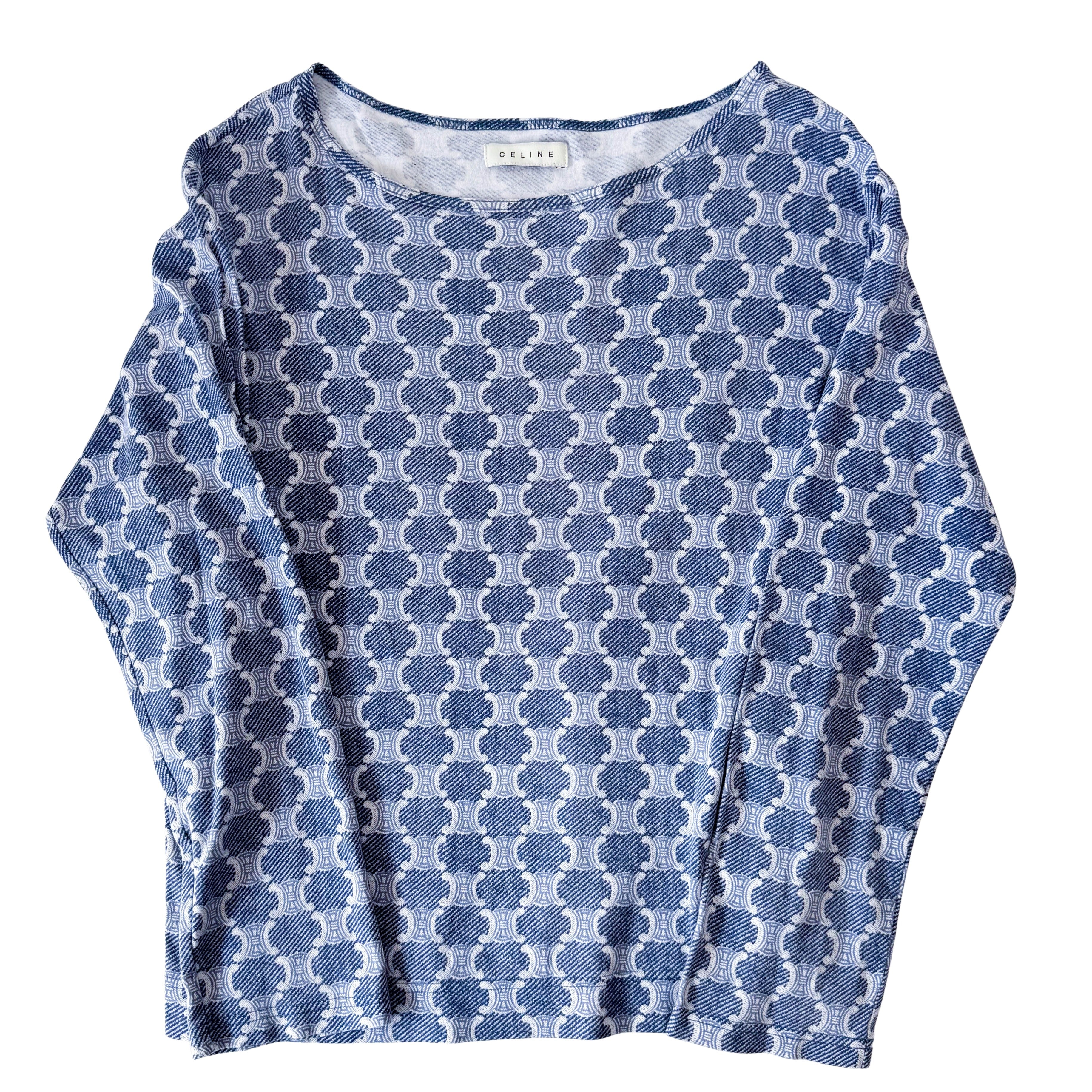 Navy Macadam Cotton Long Sleeve T-Shirt