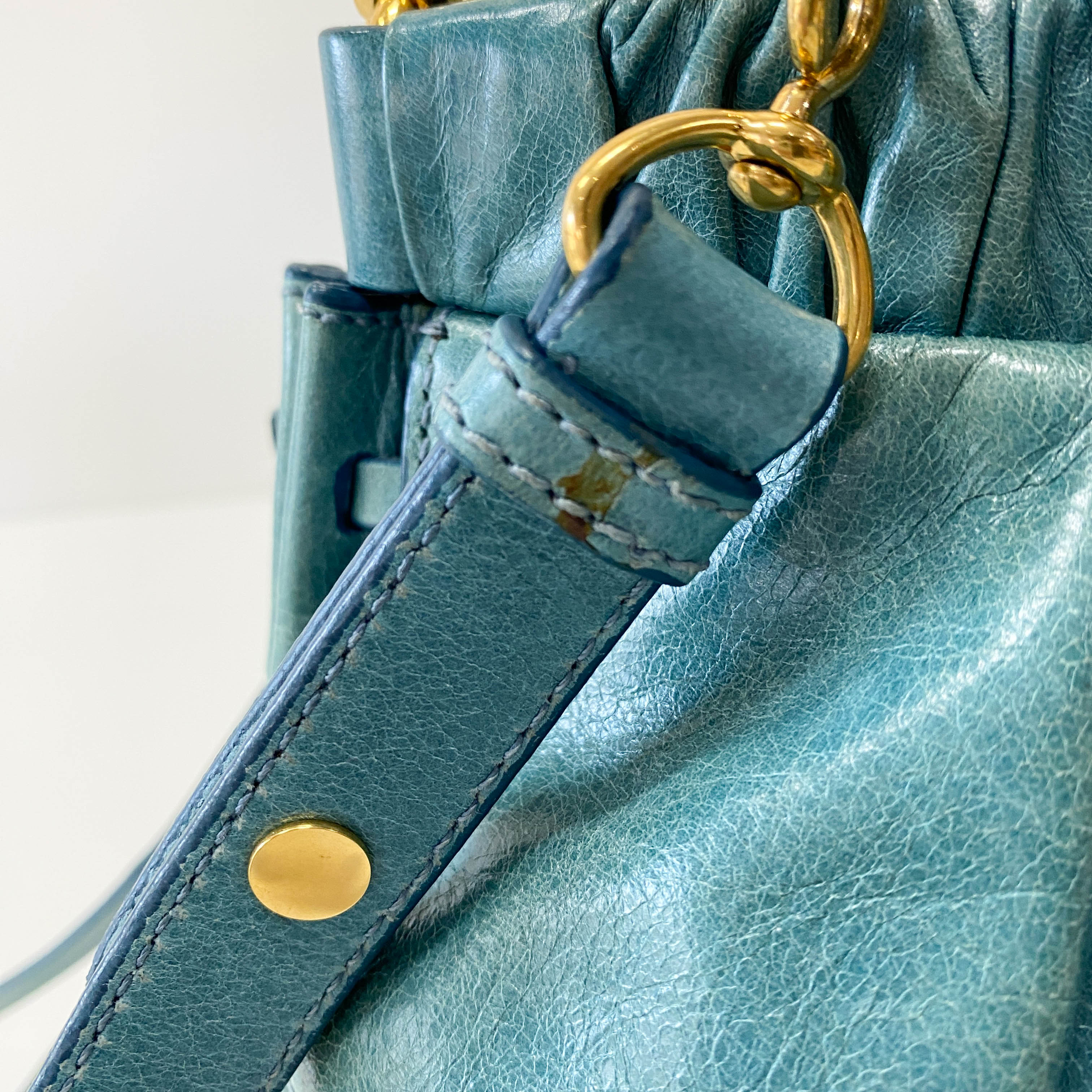 Vitello Light Blue Leather Shoulder Bag