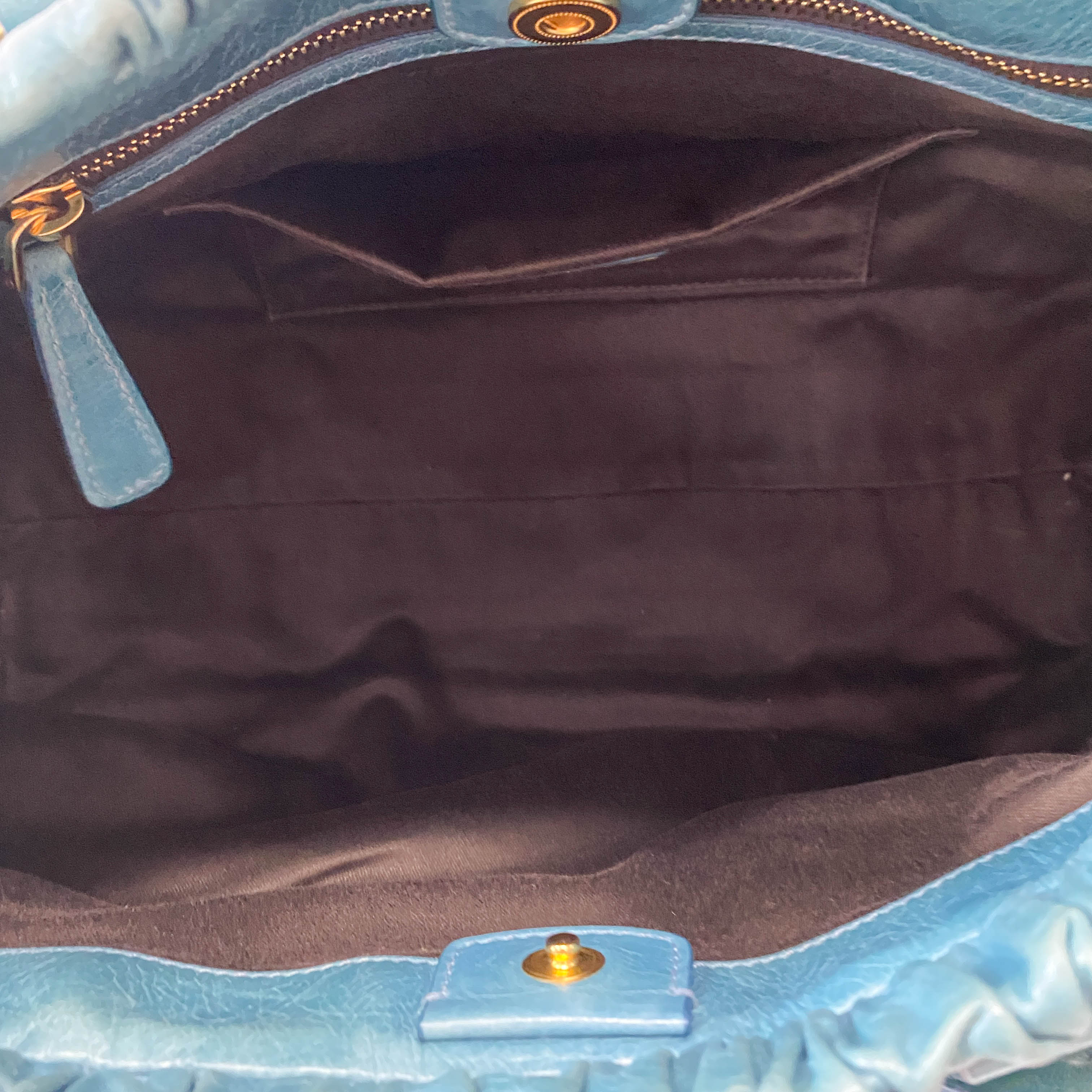 Vitello Light Blue Leather Shoulder Bag