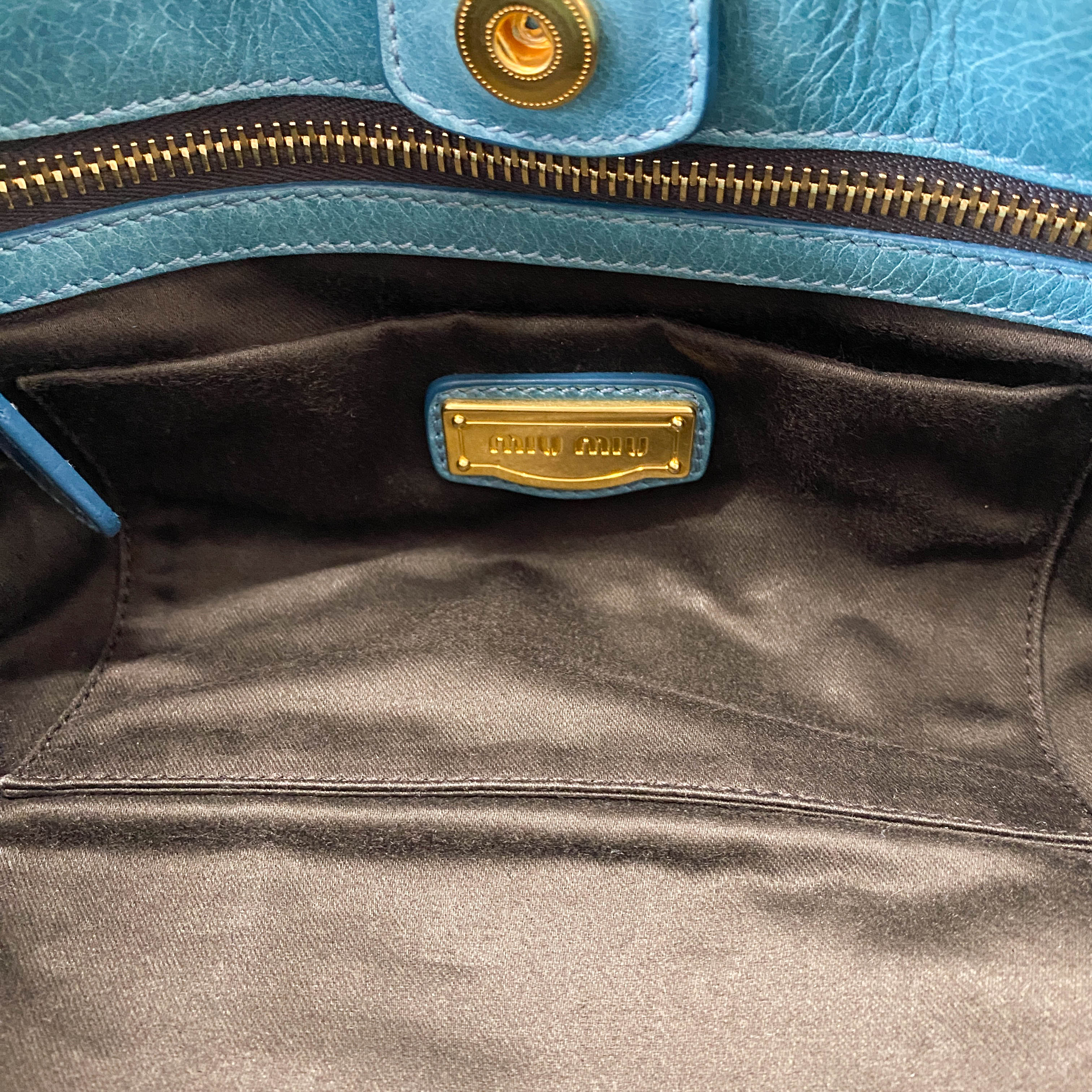 Vitello Light Blue Leather Shoulder Bag