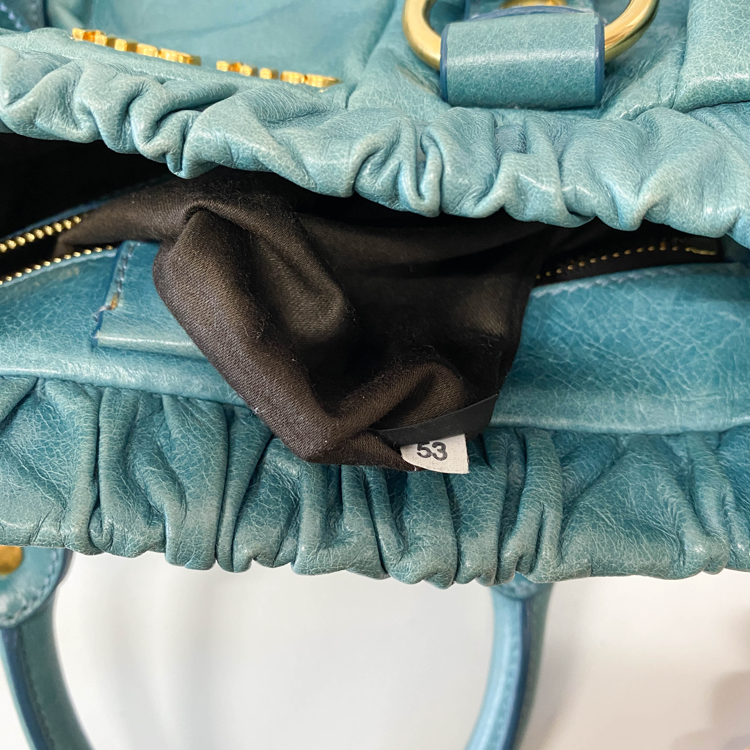 Vitello Light Blue Leather Shoulder Bag