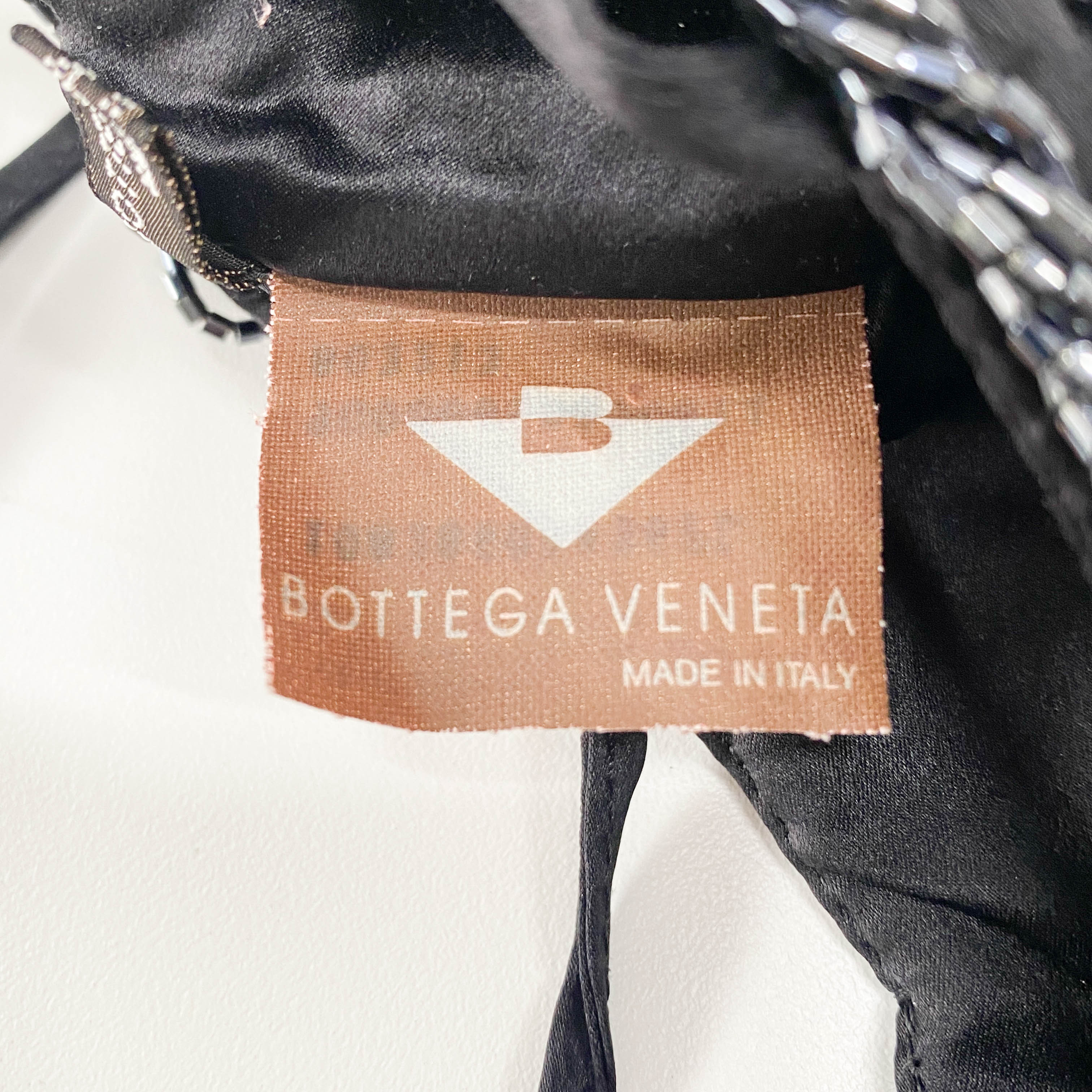 Mini Black Satin and Beads Handbag