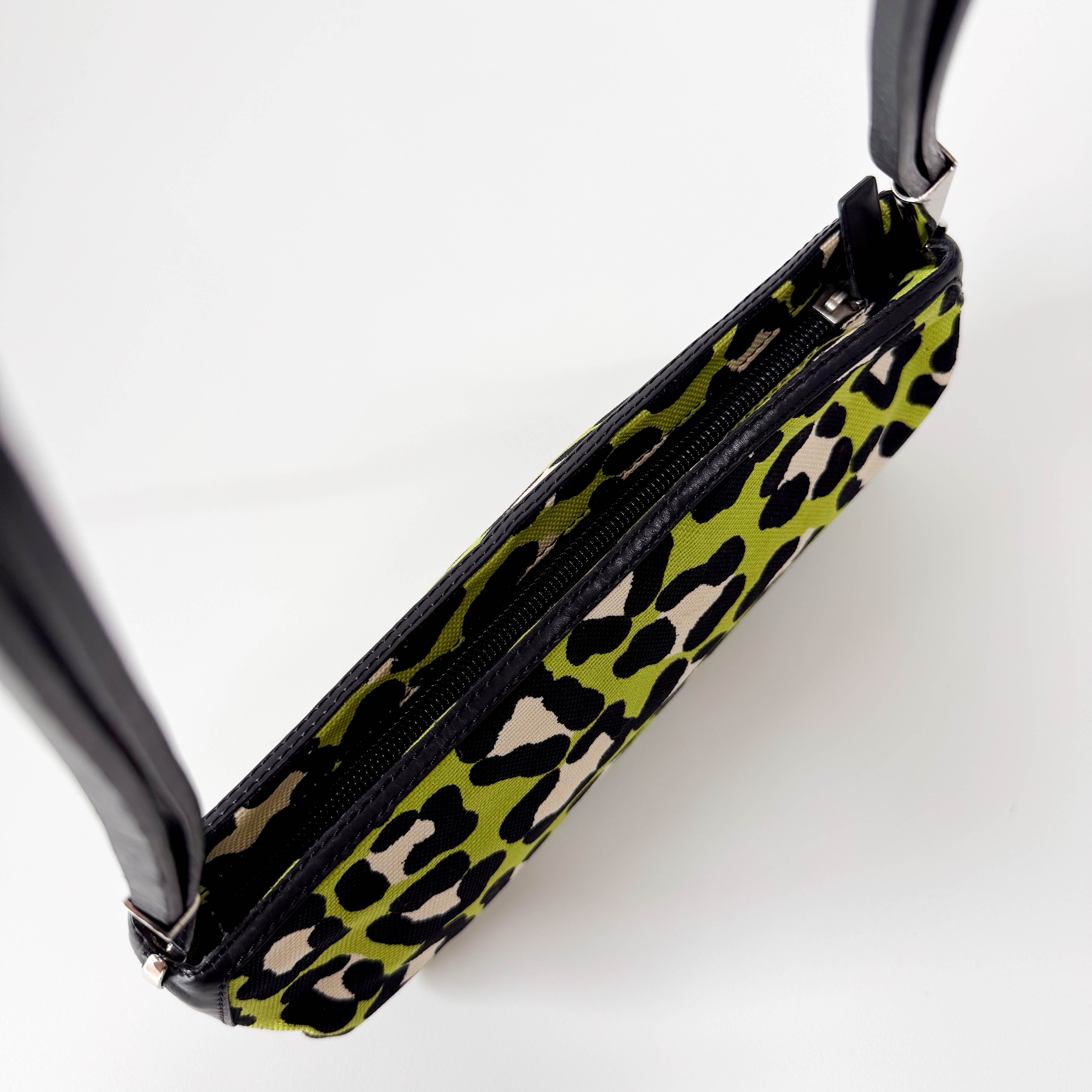 Green Leopard Canvas Shoulder Bag