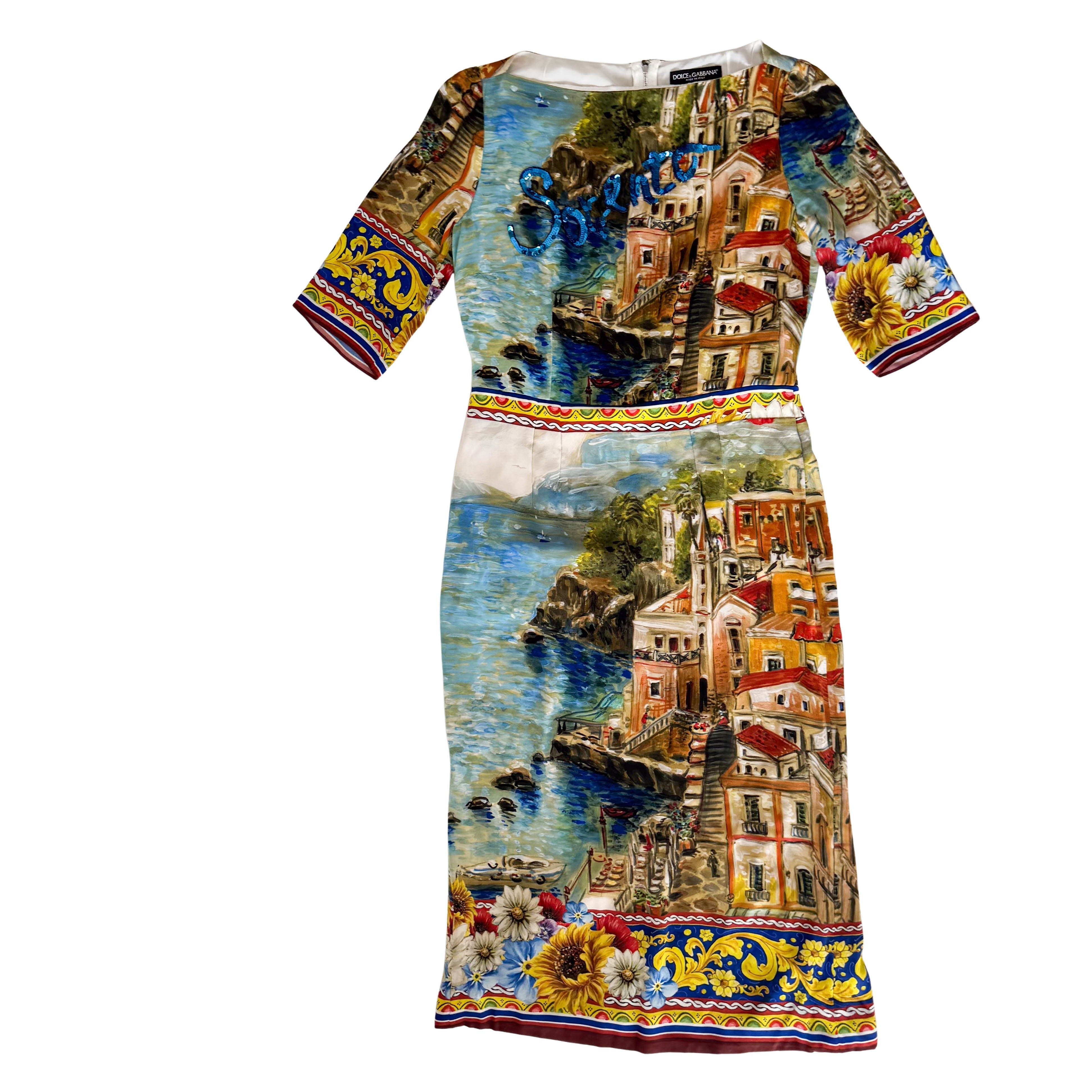 Multicolor Sorrento Print Silk Midi Dress SIZE 44