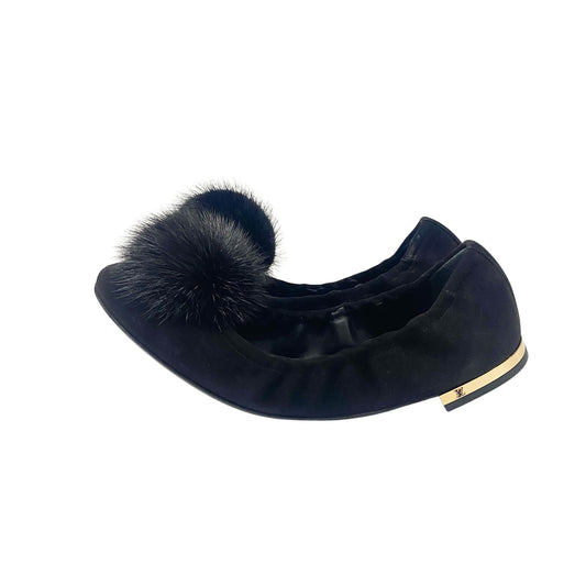 Pride Flat Ballerina Black Suede Shoes